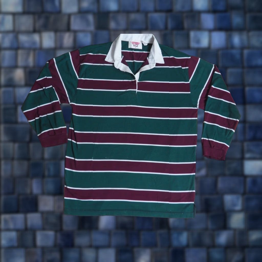 Vintage VTG Studio HQ Rugby Shirt L/S Pullover Mens L green 1990s Polo Sportswear/Beach Cotton Blend Size US L / EU 52-54 / 3 - 1 Thumbnail