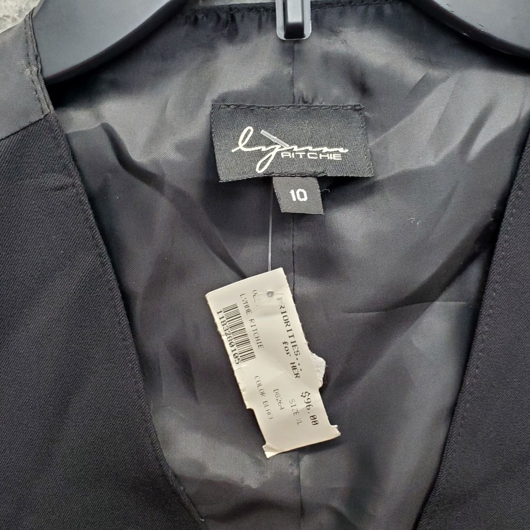 Vintage LYNN RITCHIE Vest Womens 10 Black Lined V Neck Button Front Size L / US 10 / IT 46 - 5 Thumbnail