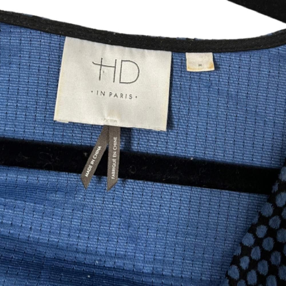 Designer Anthropologie l HD In Paris Blue Black Skater Dress Medium Size M / US 6-8 / IT 42-44 - 6 Thumbnail