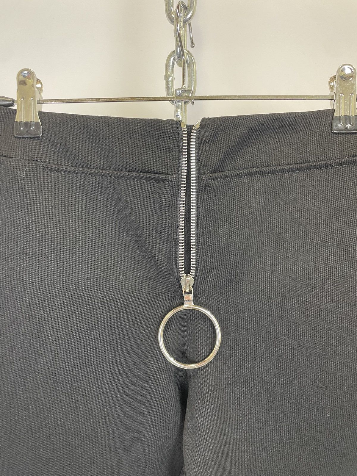 Paco Rabanne Black Wool O Ring Zipper Straight Leg Pants