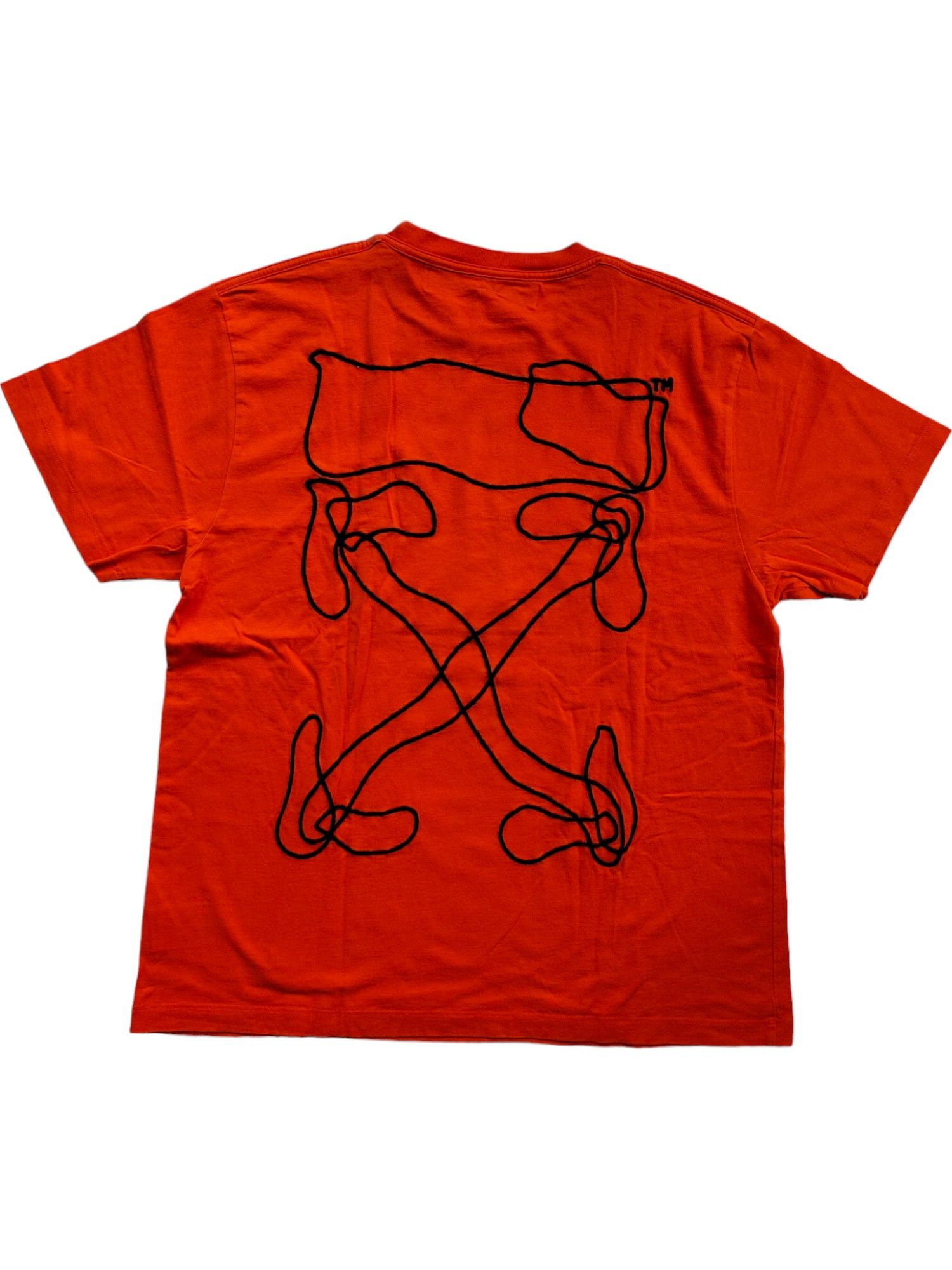 Off-White Orange Tee With Black Stitching Logo At The Back Size US XS / EU 42 / 0 - 2 Thumbnail