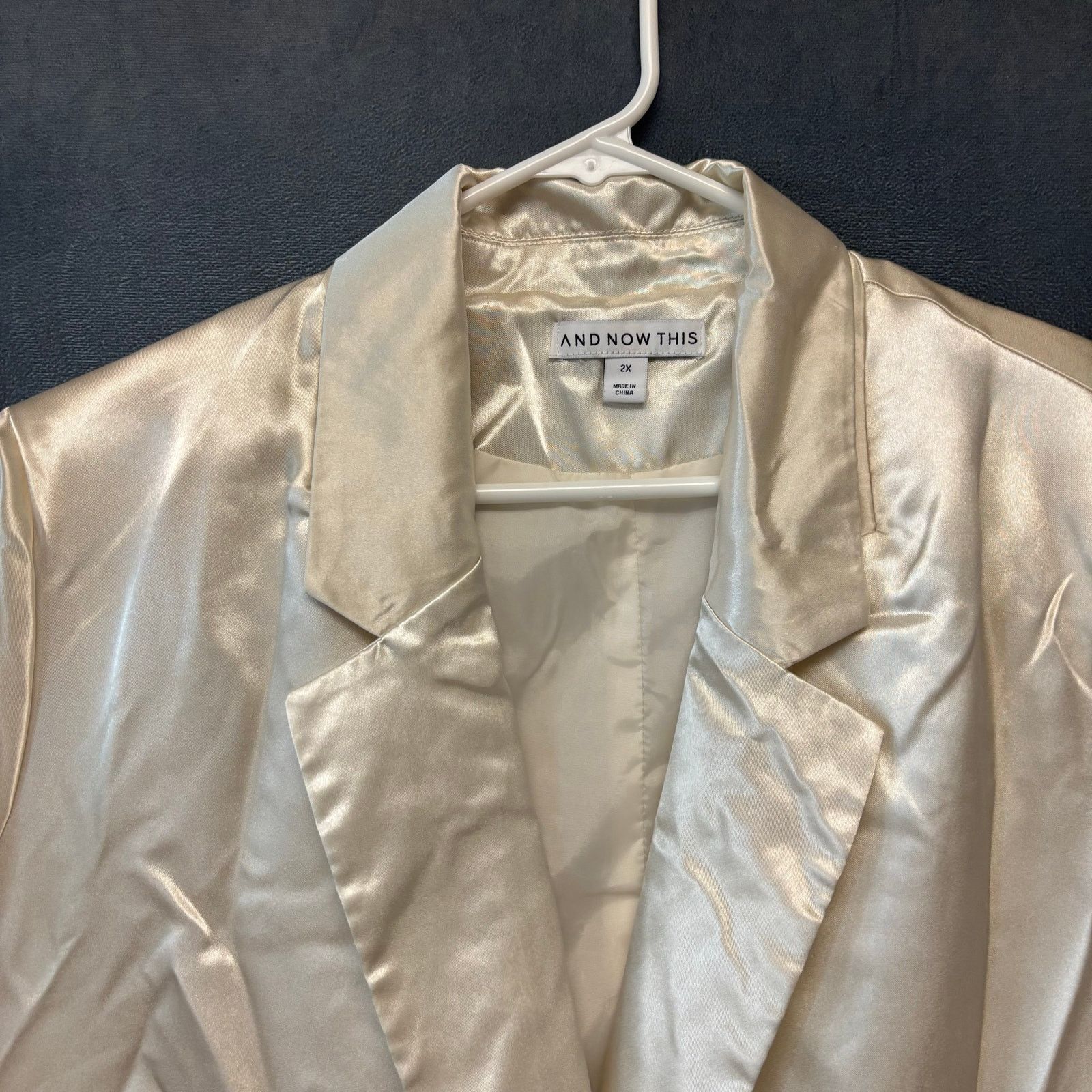 Other And Now This Satin Blazer 2X Champagne Oversize Chic Jacket Size XXL / US 16-18 / IT 52-54 - 3 Thumbnail