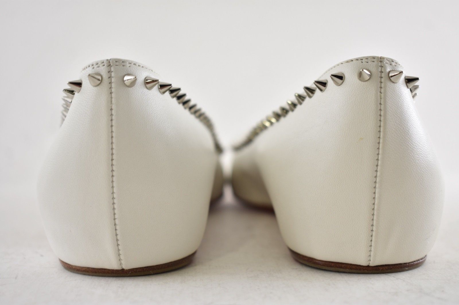 Christian Louboutin Anjalina Flat White Snow Leather Spike Pointed Ballerina 36 Size US 6 / IT 36 - 14 Thumbnail