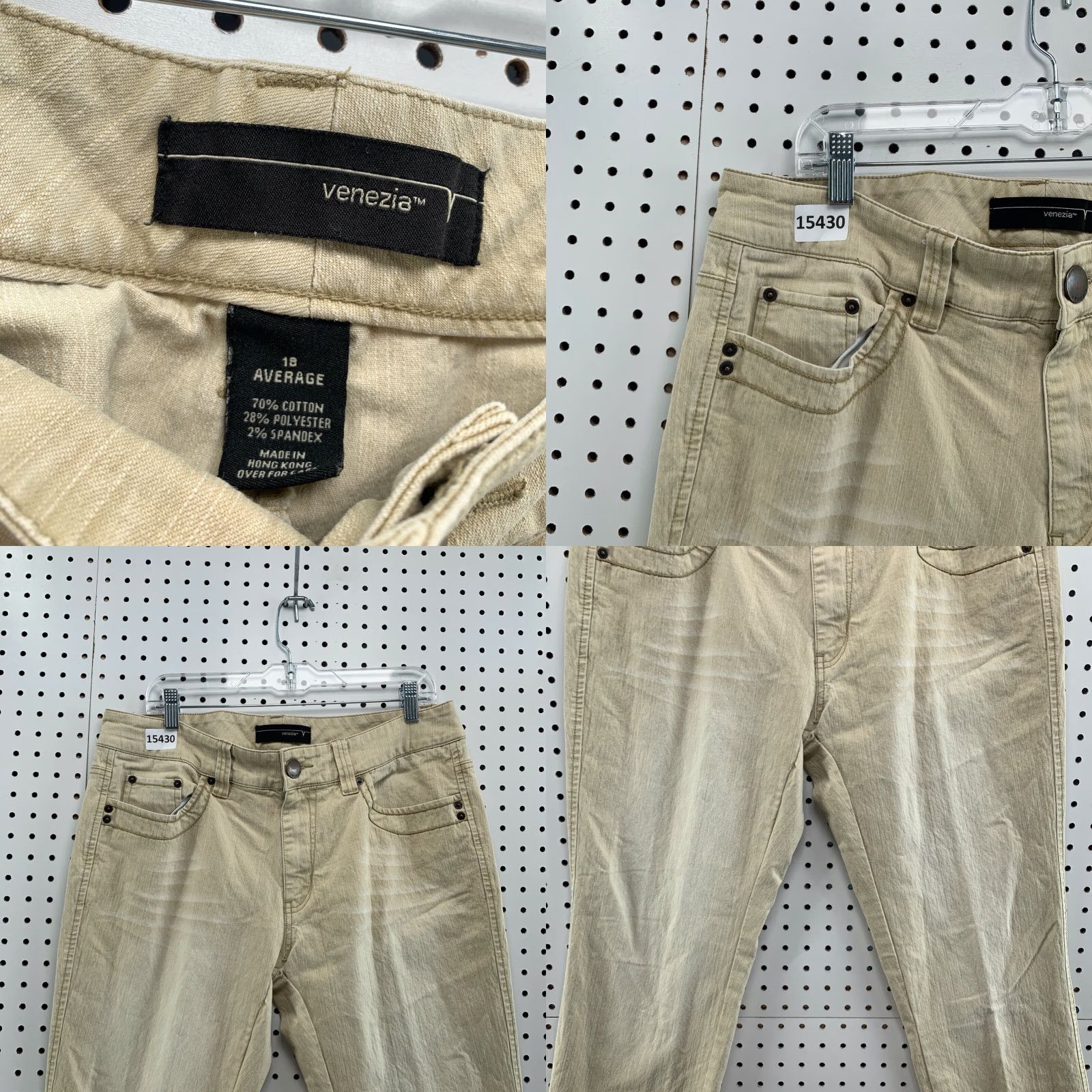 Vintage Venezia Womens Beige Jeans Size 18 Average High Rise Pants 35 X 30" Inseam - Venezia - Jeans - Women - Beige - High Rise - 30 - 18 - 35 X 30" - Womens Size 30" / US 8 / IT 44 - 8 Thumbnail