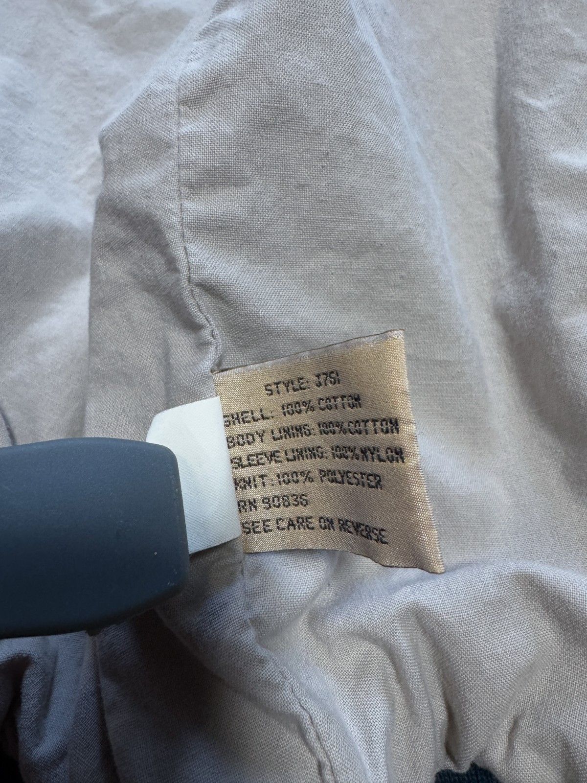 Vintage 90s Denim Varsity Bomber Jacket Workwear Tan Blue XL Size US XL / EU 56 / 4 - 7 Thumbnail