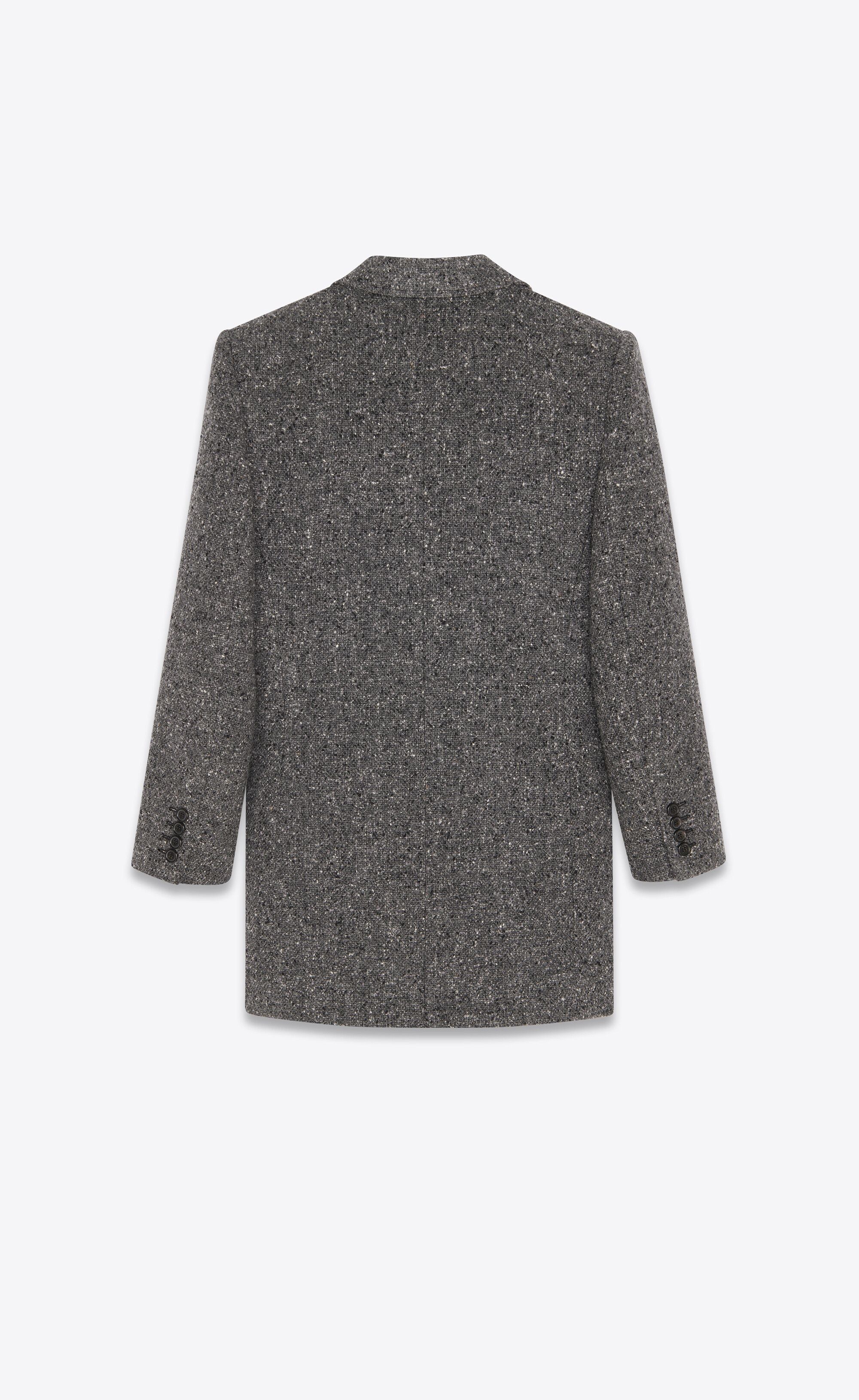 Saint Laurent Paris o1bcso1str1224 Single Breasted Jacket In Tweed in Grey Size XXL / US 16-18 / IT 52-54 - 2 Thumbnail