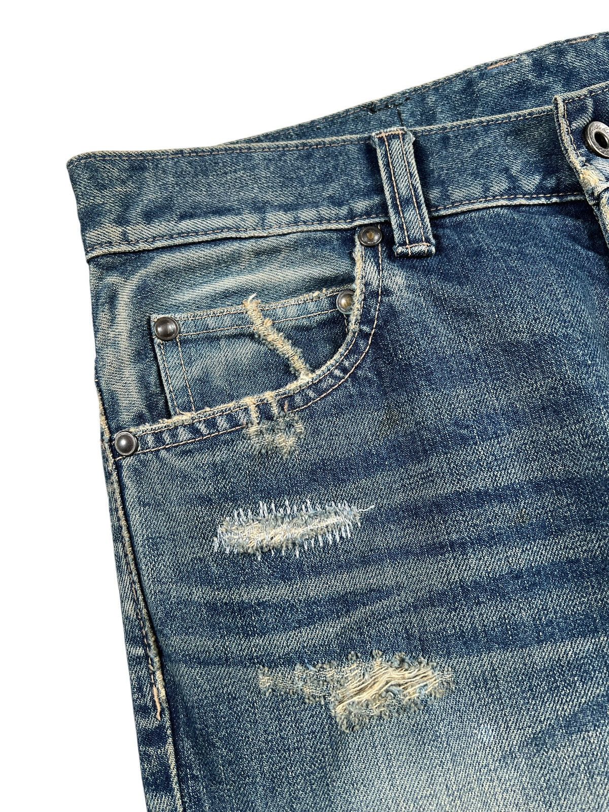 5351 POUR LES HOMMES × Japanese Brand Black Line by 5351 Pour Les Hommes Distressed Slim Denim Size US 32 / EU 48 - 7 Thumbnail