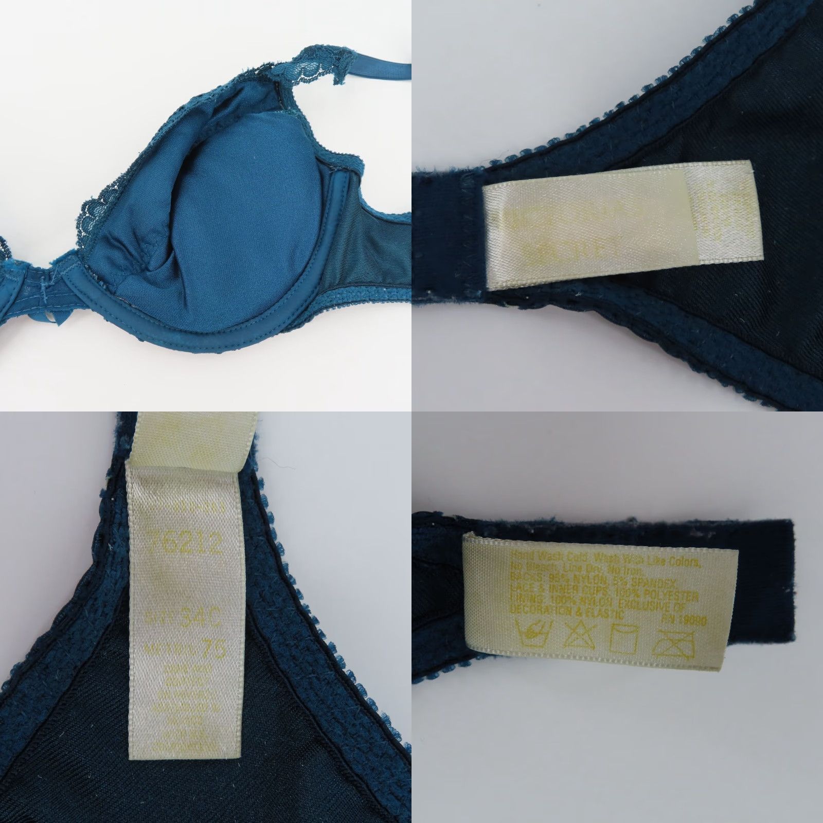 Victoria's Secret VINTAGE Victoria's Secret Bra 34C Blue Floral Underwire Gold Label T-Shirt Cup C Womens Size ONE SIZE - 9 Thumbnail