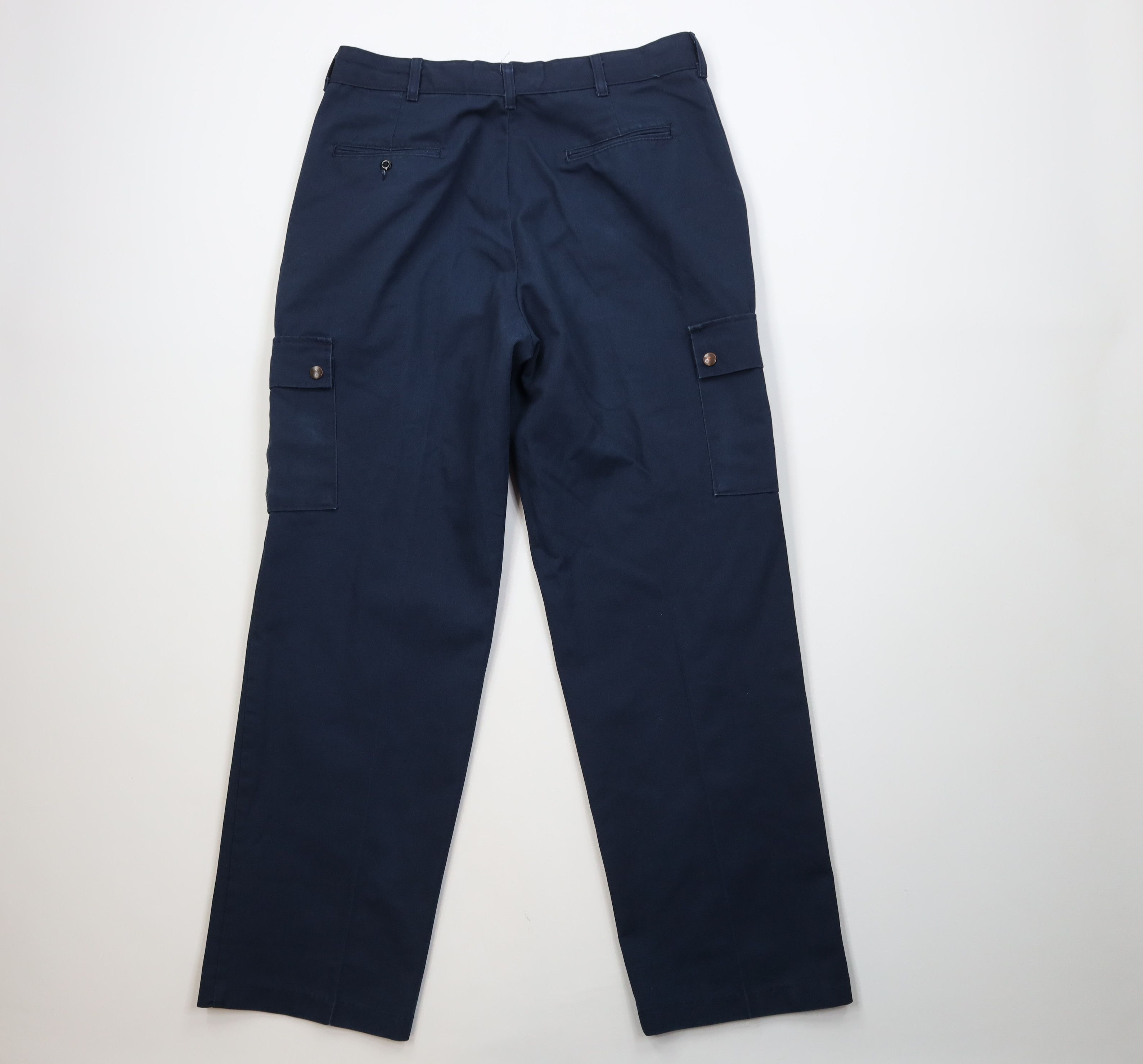 Vintage Vintage 90s Streetwear Wide Leg Cargo Pants Navy Workwear Size US 36 / EU 52 - 10 Thumbnail