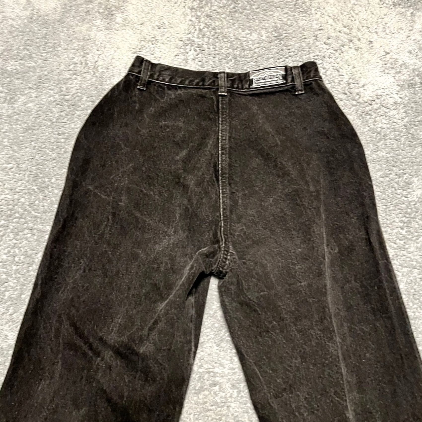 Vintage Rocky Mountain Jeans Womens 29 Black Rockies Bareback High Rise Western Mom Size 29" - 2 Thumbnail