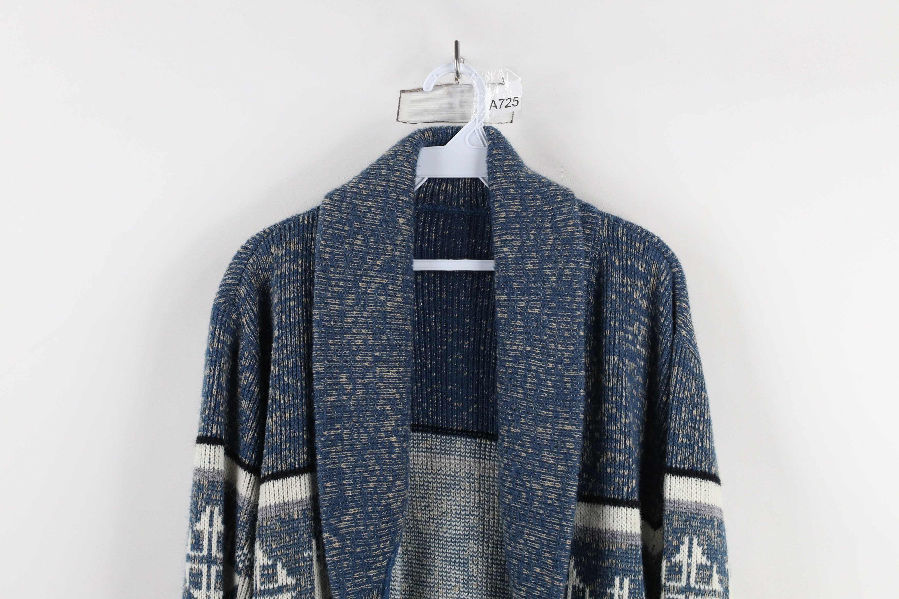 Vintage Vintage 70s Fair Isle Open Front Shawl Cardigan Sweater USA Size US XL / EU 56 / 4 - 2 Thumbnail
