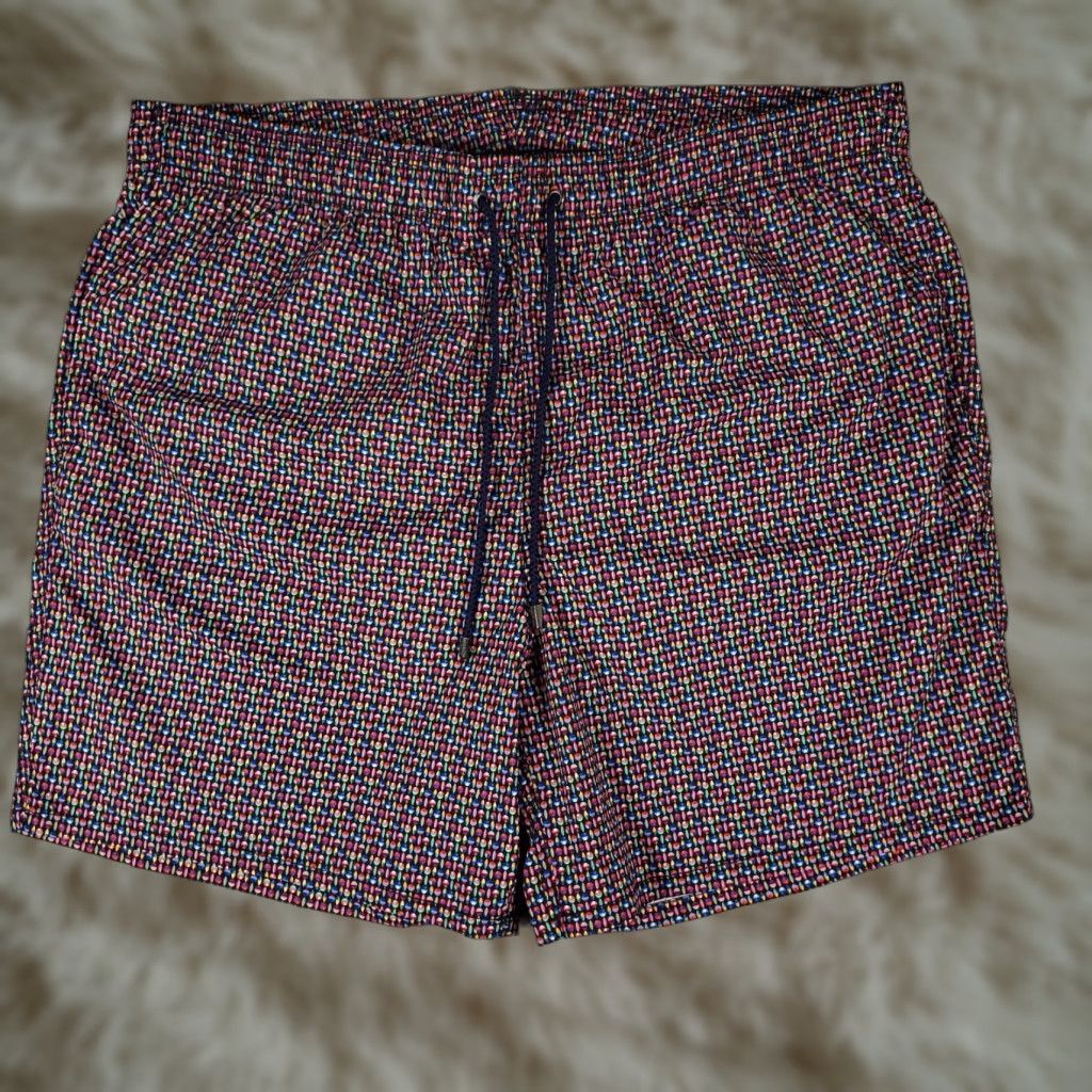 BUGATCHI BUGATCHI Shorts Mens 2XL Blue Geometric Surf Beach Board Swim Trunks Modern Mens Size US 39 - 1 Thumbnail