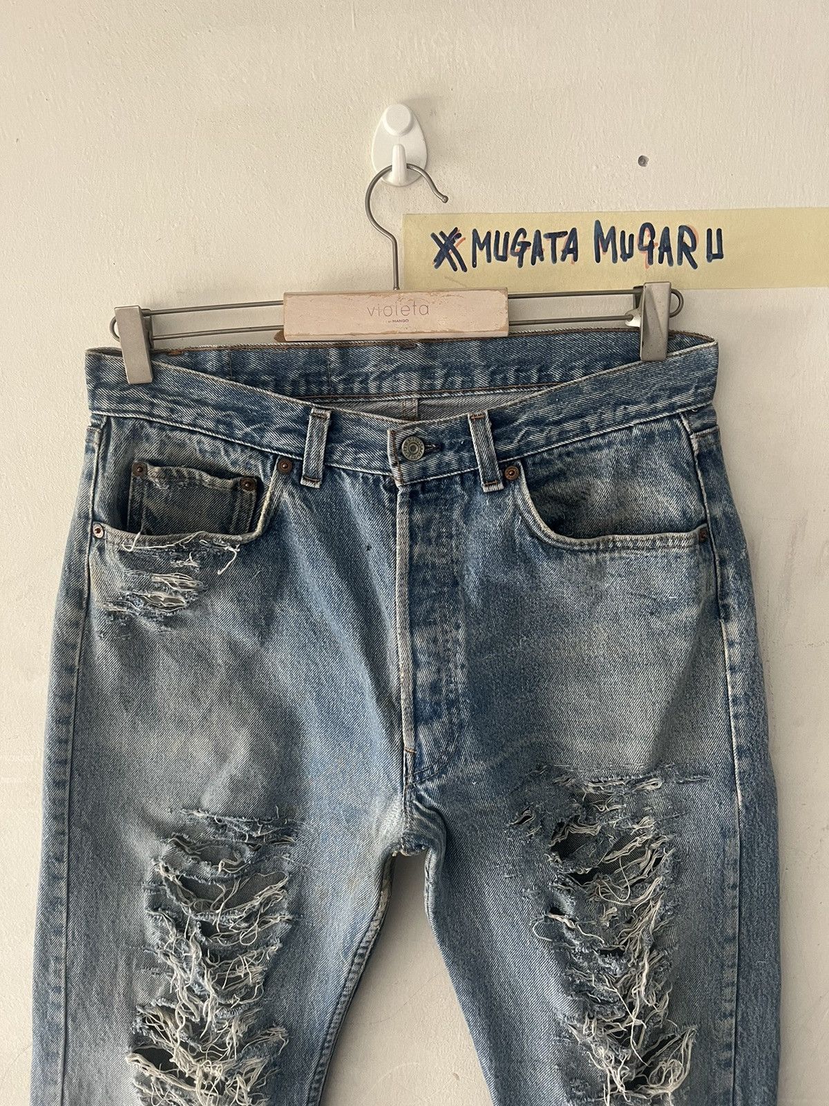 Japanese Brand × Levi's Vintage Clothing × Vintage THRASHED🔥LEVIS 501 DISTRESSED KURT KOBAIN Size US 30 / EU 46 - 2 Thumbnail