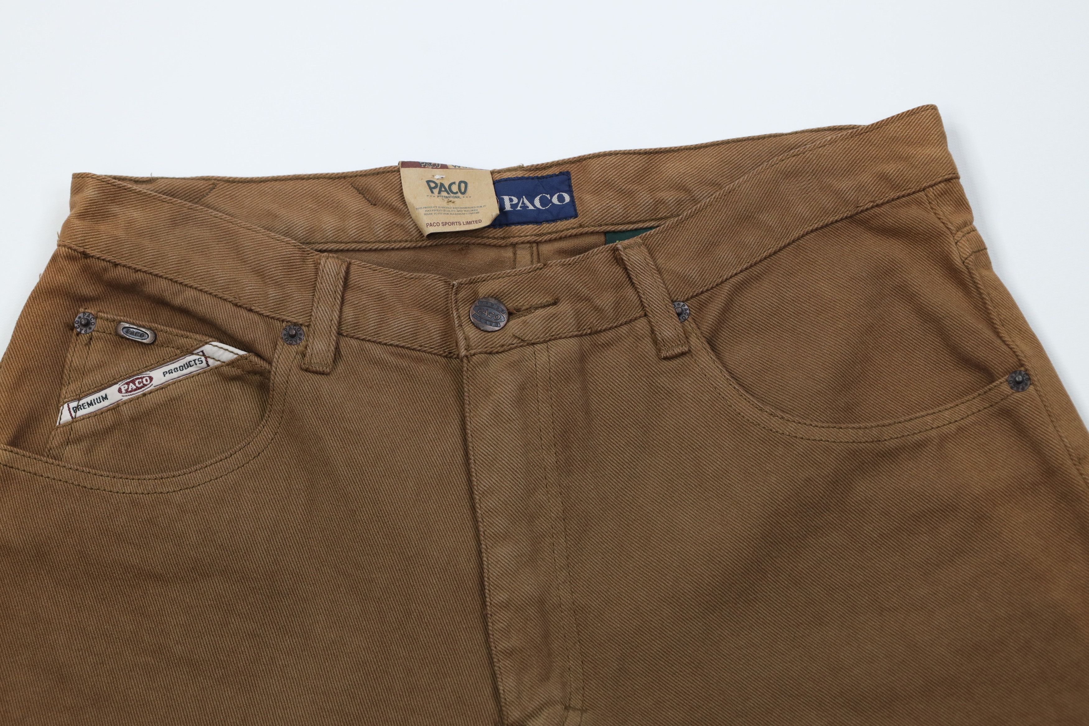 Vintage Deadstock Vintage 90s Paco Hip Hop Denim Jean Shorts Brown Size US 30 / EU 46 - 2 Thumbnail