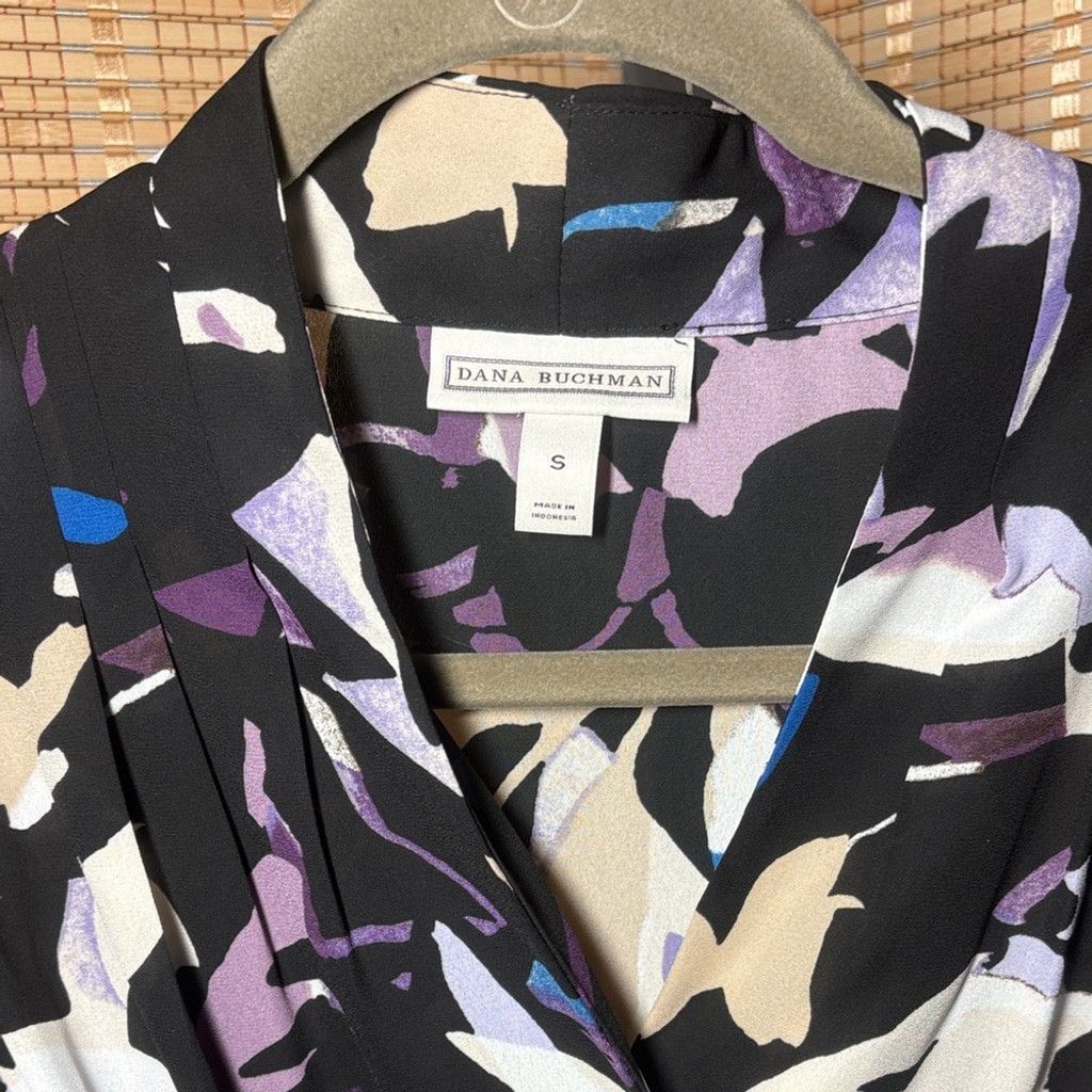 Other Dana Buchman Multicolor Abstract Sleeveless Tie-front Blouse Size S / US 4 / IT 40 - 2 Thumbnail