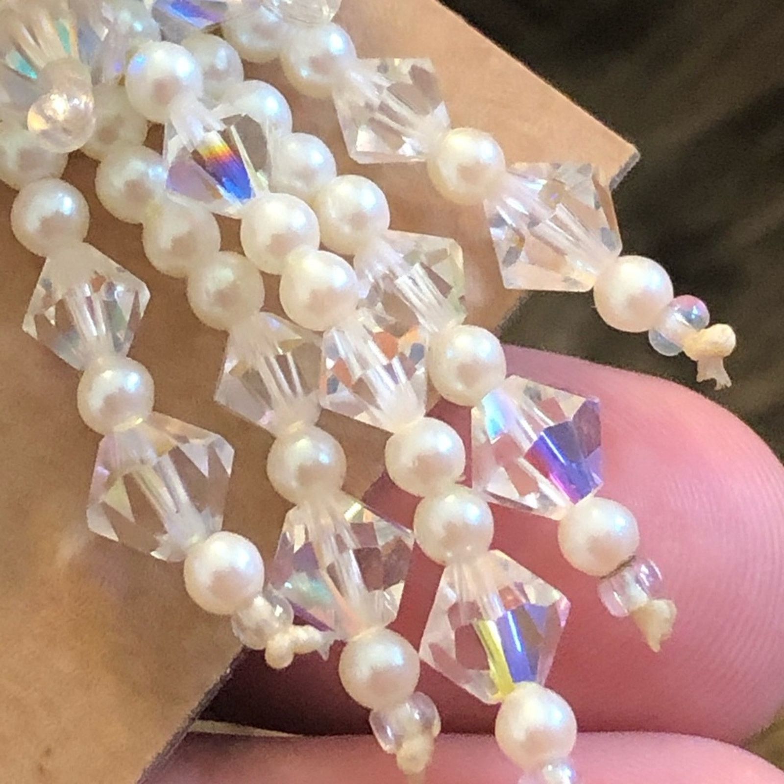 Vintage Vintage bicone crystal and pearl cluster earrings Size ONE SIZE - 5 Thumbnail