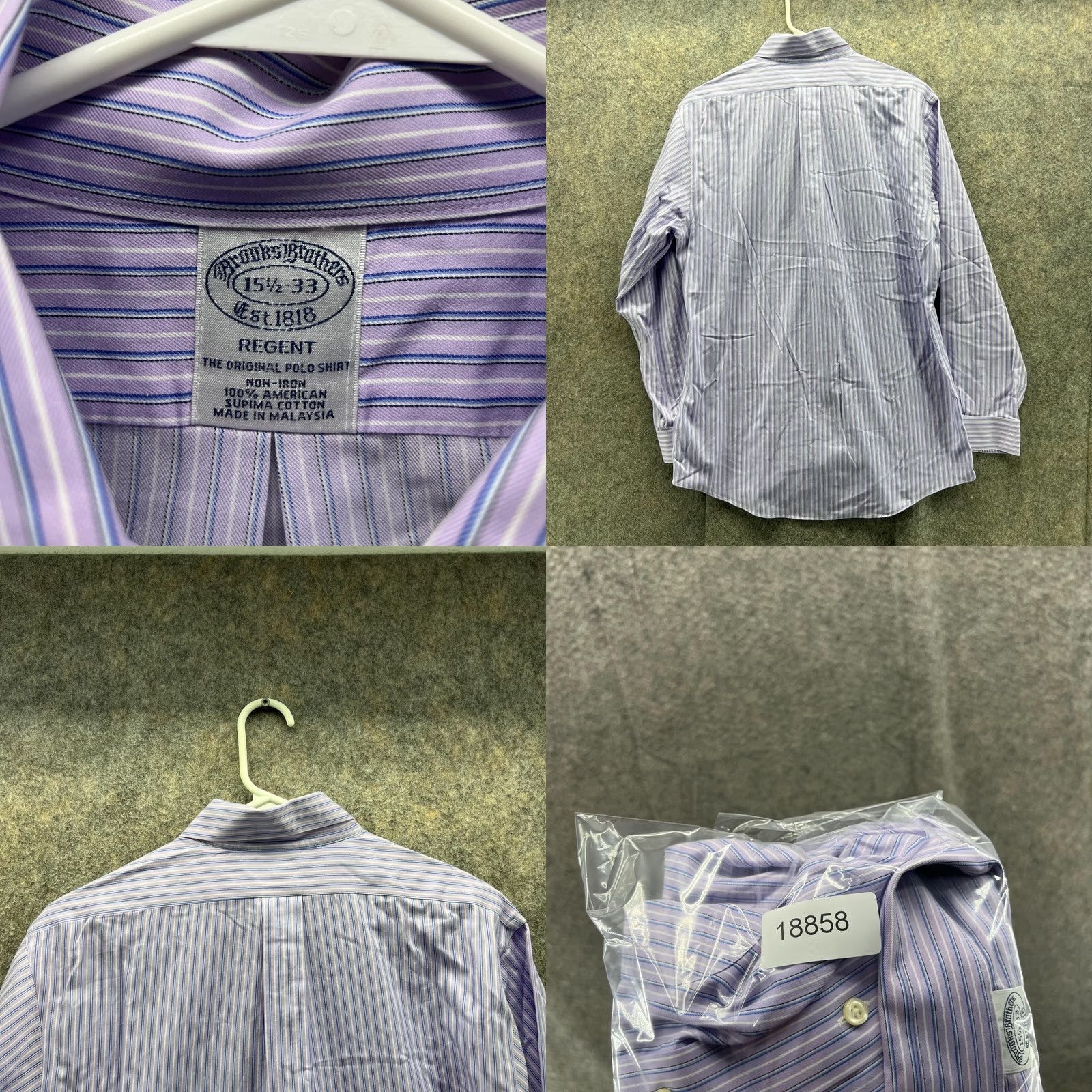 Brooks Brothers Brooks Brothers Shirt Men 15.5 33 Adult Purple Striped Button-Down Regent Button-Up Long Sleeve N/A Size US L / EU 52-54 / 3 - 8 Thumbnail