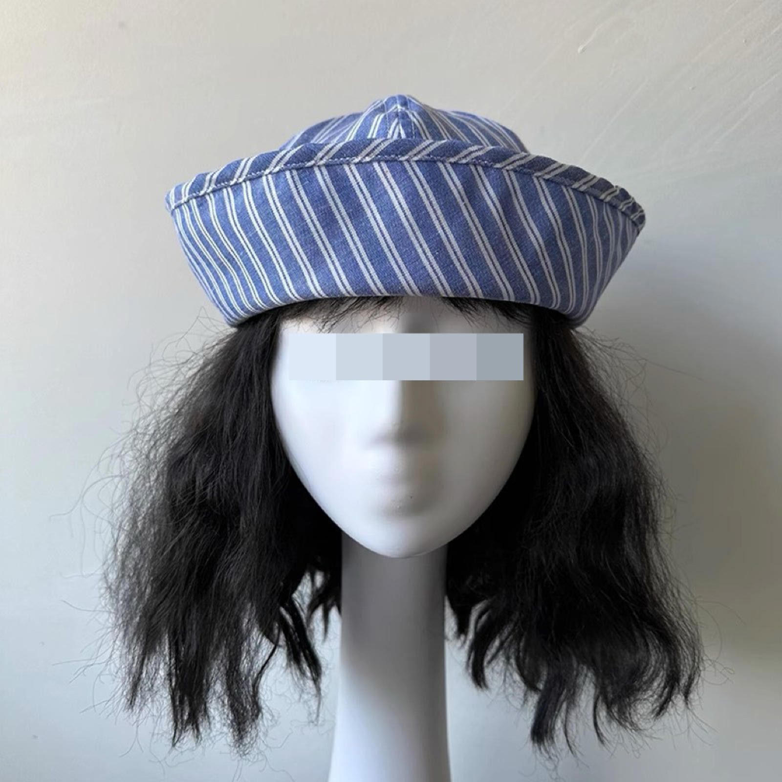 Japanese Brand Retro Blue White Beret Sailor Cap Y2K French Girl Aesthetic Size ONE SIZE - 4 Thumbnail