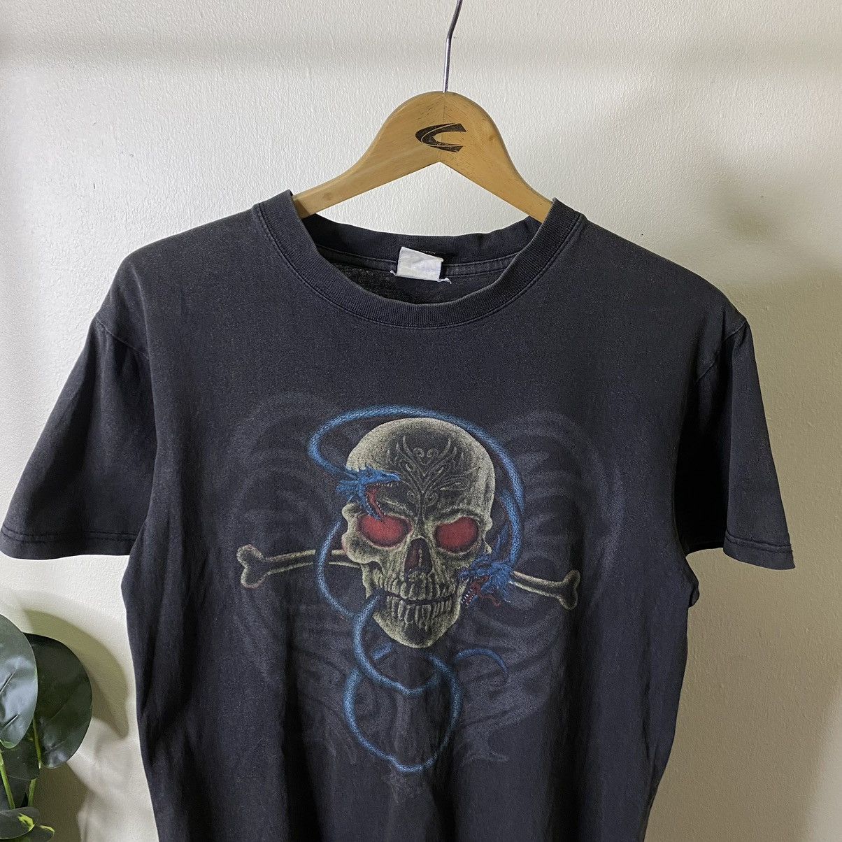 Vintage 1990s Skulls Cross Affliction Ed Hardy Style Faded Black Tee Size US S / EU 44-46 / 1 - 2 Thumbnail