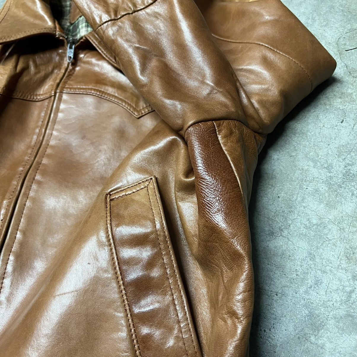 Vintage Vintage 70’s William Barry 🇺🇸 Light-Brown Leather Jacket Size US M / EU 48-50 / 2 - 6 Thumbnail