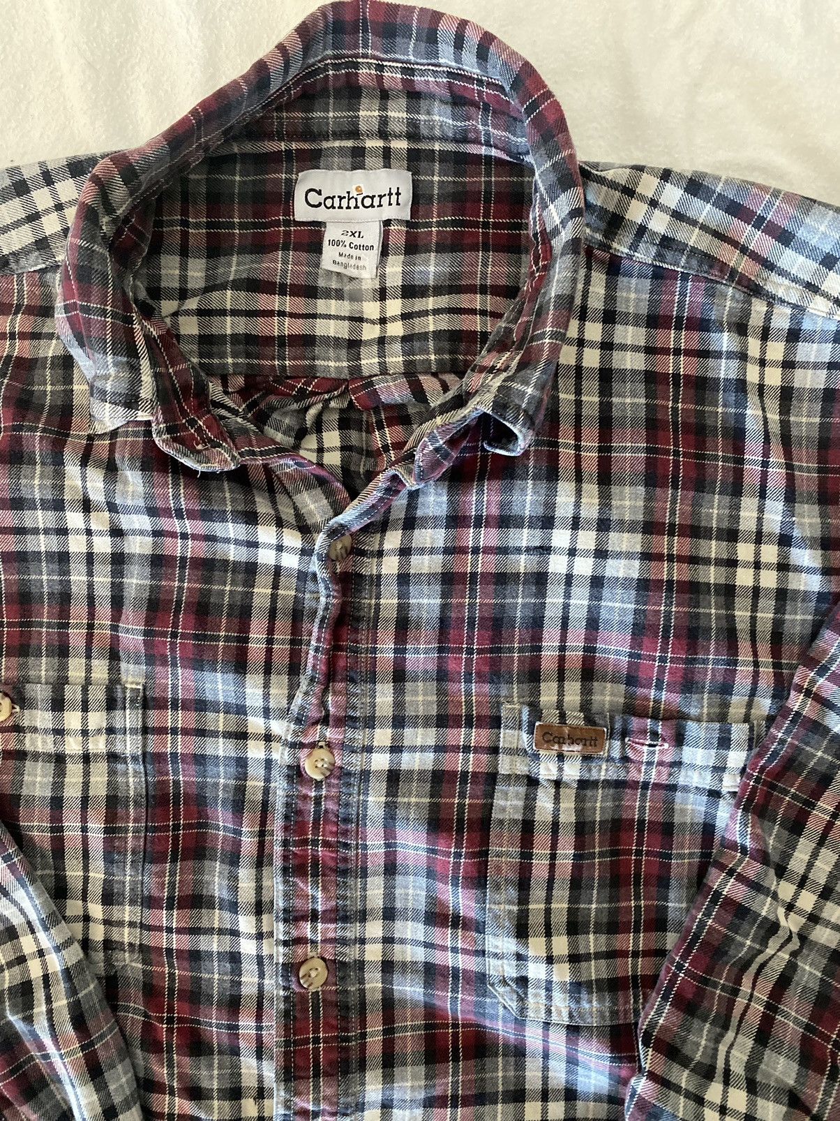 Carhartt Vintage Carhartt Red White Plaid Button Up Size US XXL / EU 58 / 5 - 5 Thumbnail