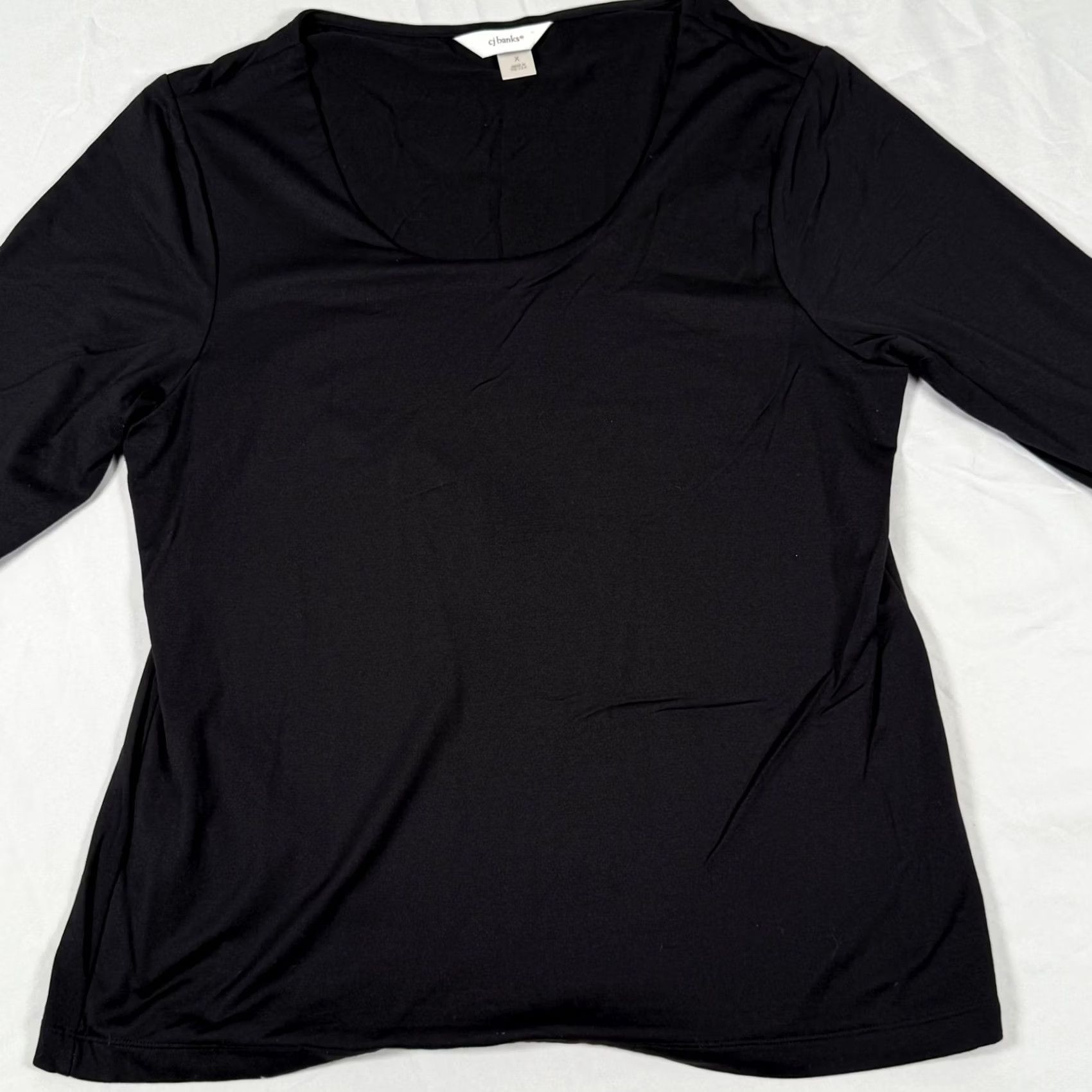 Vintage VINTAGE CJ Banks Shirt Womens Black Scoop Neck 3/4 Sleeve Top Plus Stretch Made in USA XL Womens Shirts Black Scoop Neck 3/4 Sleeve CJ Banks Size XL / US 12-14 / IT 48-50 - 2 Thumbnail