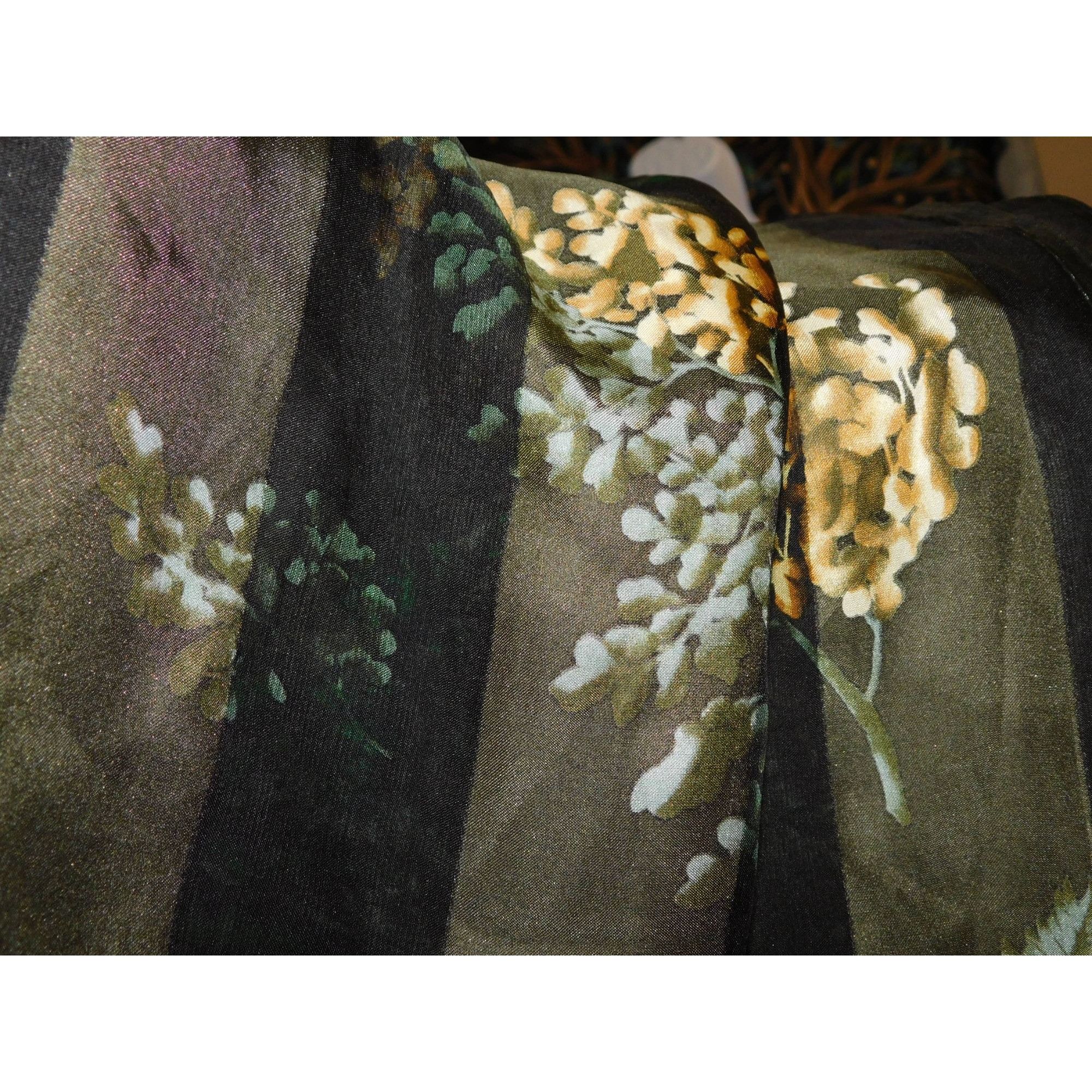 Other Elaine Gold Silk Scarf With Floral Design In Green & Gold 60 Size ONE SIZE - 5 Thumbnail
