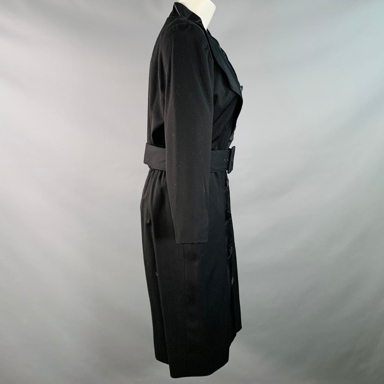 Other VICTOR COSTA Vintage Black Wool Twill Midi Cocktail Dress Size M / US 6-8 / IT 42-44 - 2 Thumbnail
