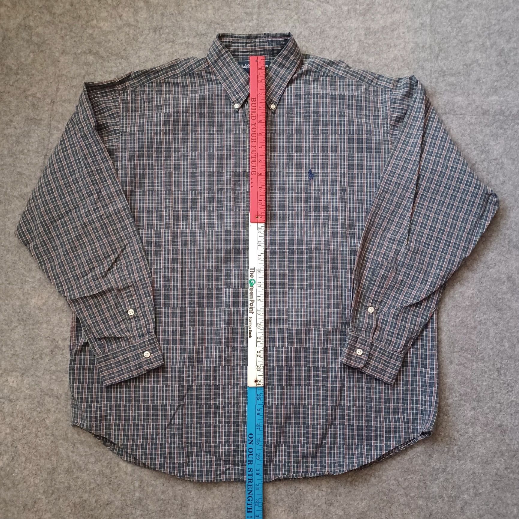 Ralph Lauren VINTAGE Ralph Lauren Shirt Mens XL Blue Plaid Blake Two Ply Cotton Button Down Size US XL / EU 56 / 4 - 7 Thumbnail