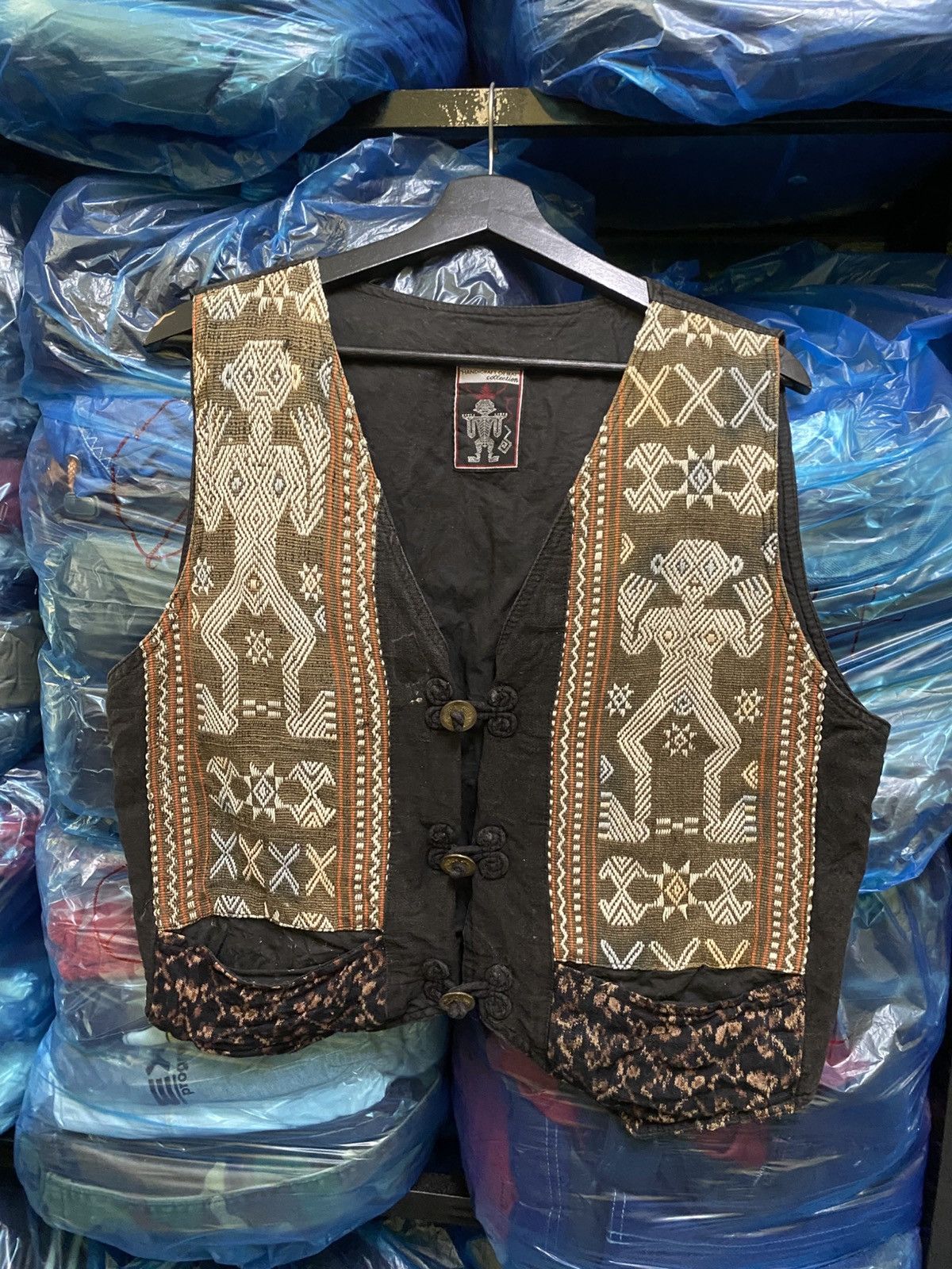 Vintage Ethnic Ikat Patterned Handmade Indonesian Tribal Waistcoat Size US M / EU 48-50 / 2 - 3 Thumbnail