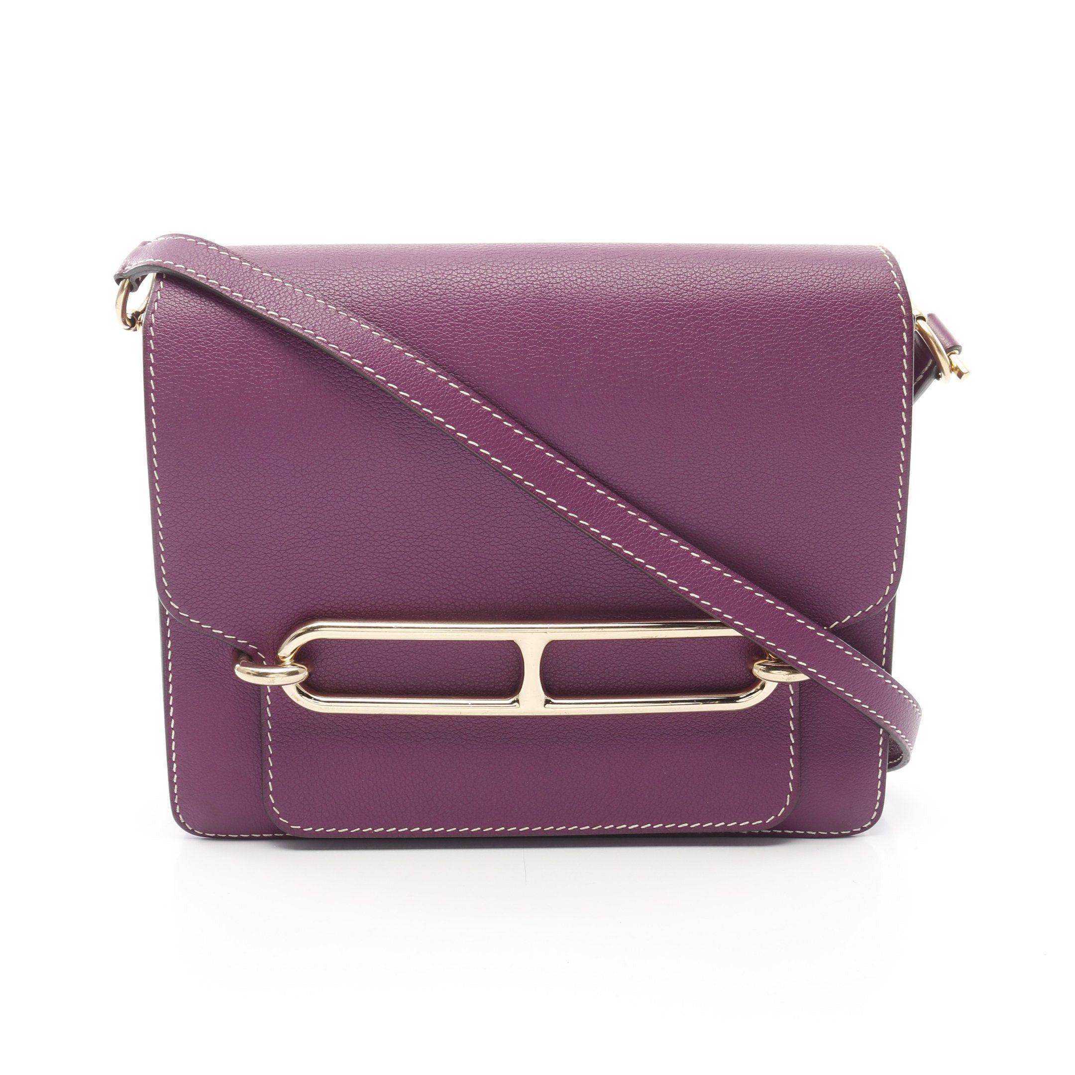 Hermes Sacchrouris 23 Anemone Shoulder Bag Evercolor Purple Gold Hardware D Stamp, Women's