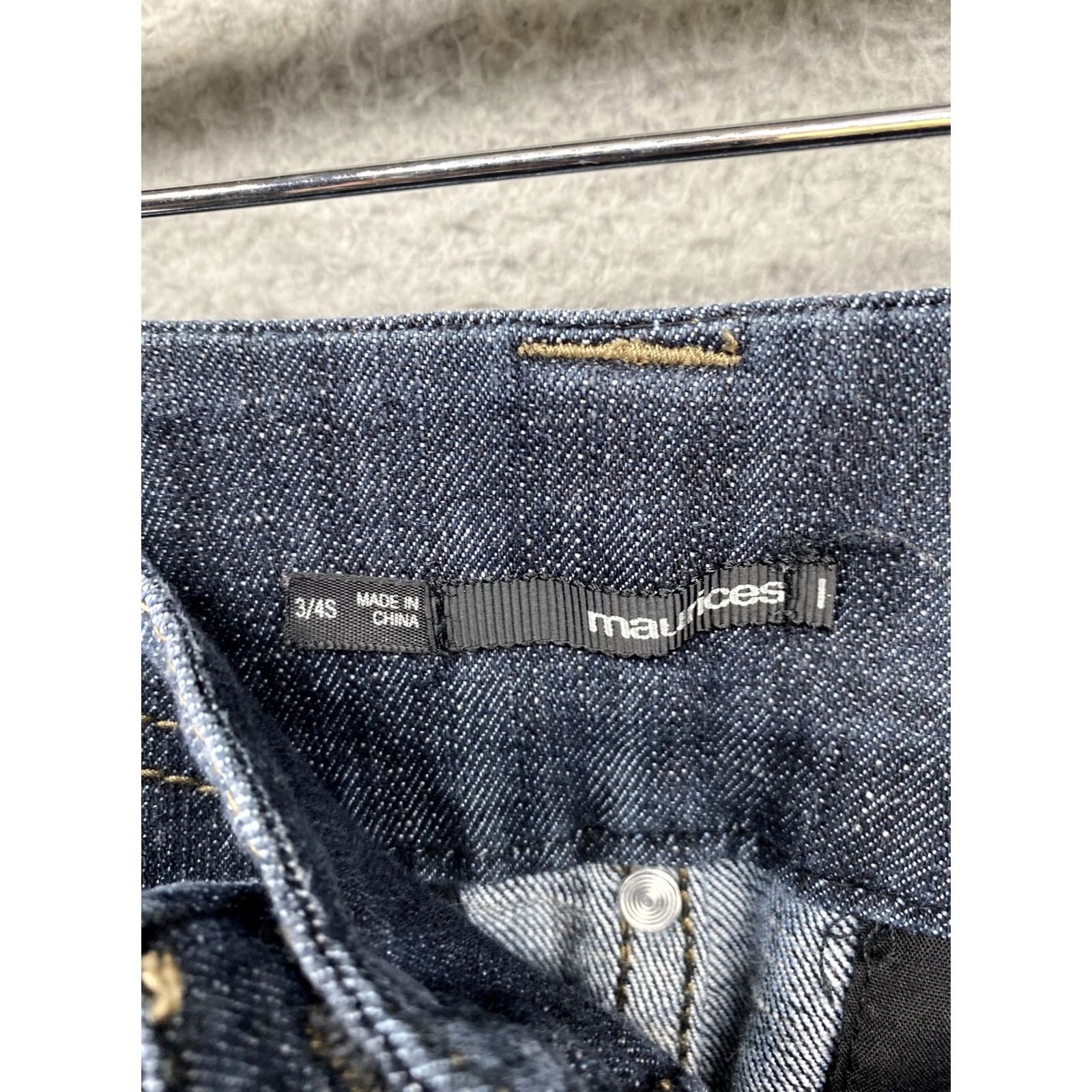 Vintage Maurices Womens Blue Denim Dark Wash Flap Pocket Wide Leg Jeans SZ 4s Regular Mid Rise Denim Pocket Western 5-Pocket Womens Size 27" / US 4 / IT 40 - 4 Thumbnail