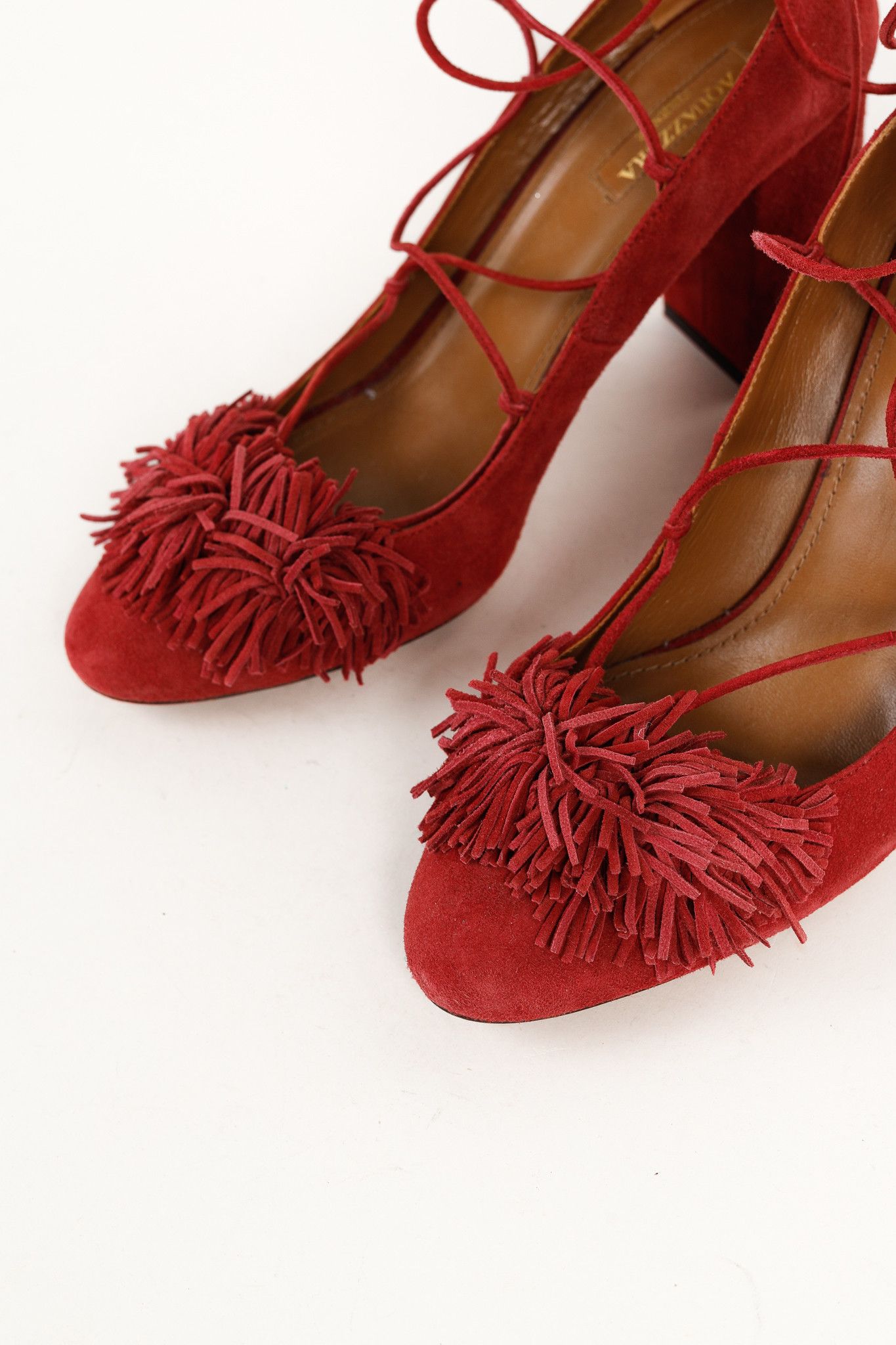 Aquazzura Aquazzura Wild Thing Fringe Lace-Up Block-Heel Pumps Size US 8.5 / IT 38.5 - 6 Thumbnail
