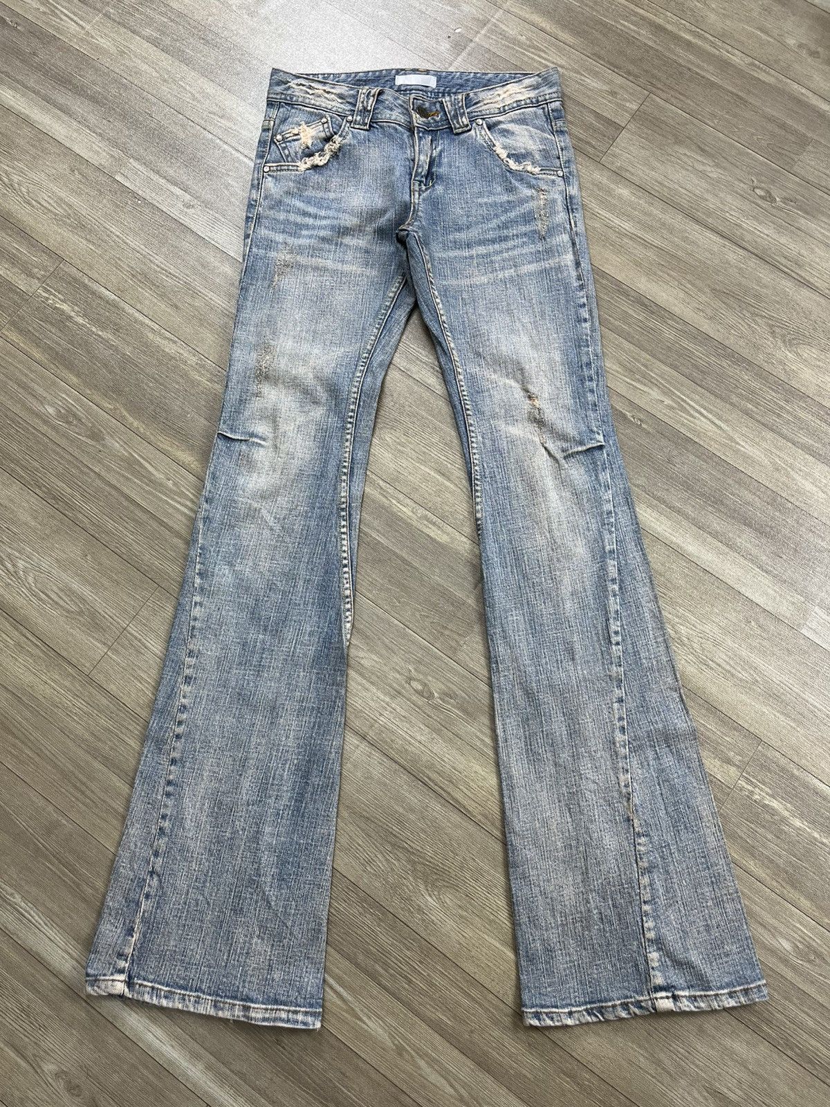 Japanese Brand 2000s Zazie Mudmax Distressed Bootcut Flared Jeans Lgb Style Size US 27 - 2 Thumbnail
