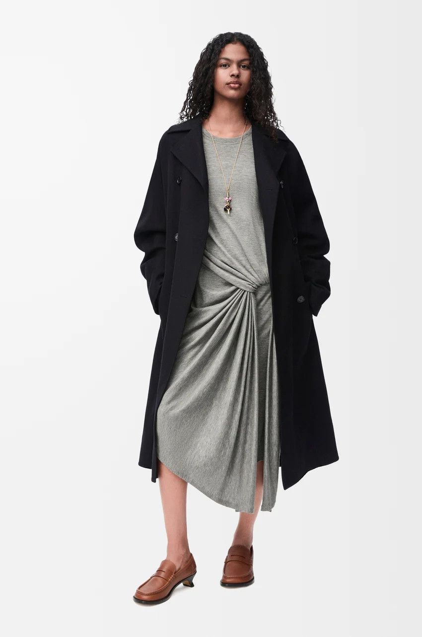 Loewe o1loc1c0525 Coat In Wool And Cashmere in Black Size S / US 4 / IT 40 - 2 Thumbnail