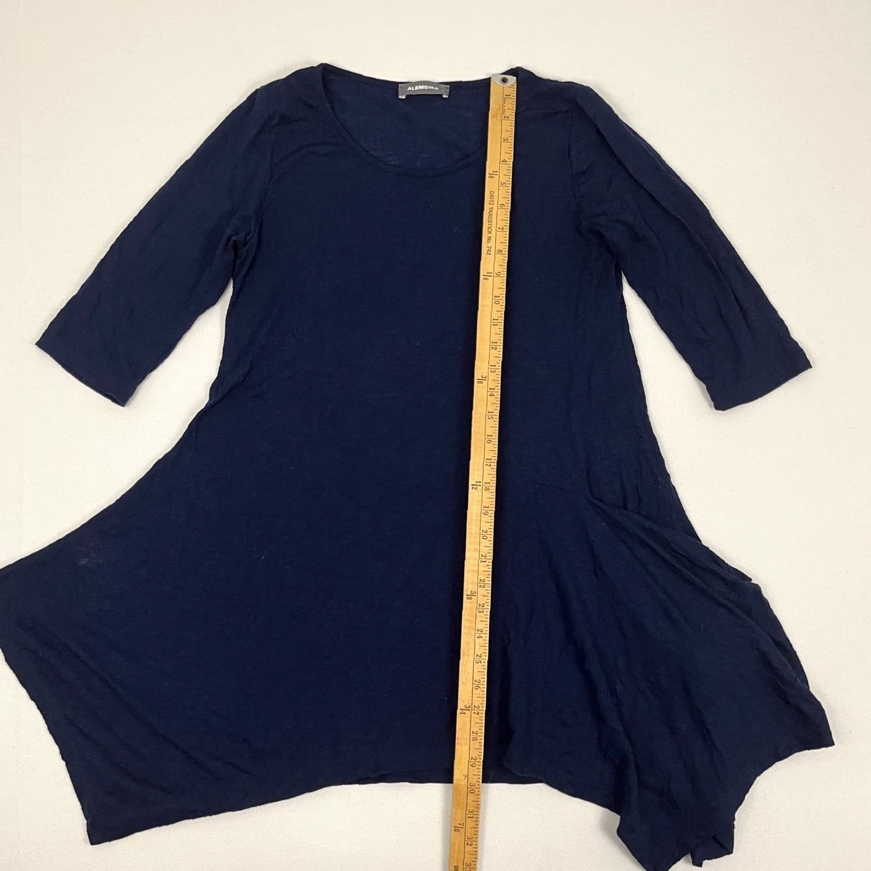 Vintage Alembika Blouse Shirt Tunic Womens Small 1 Blue Asymmetrical Lagenlook Dress Size XS / US 0-2 / IT 36-38 - 3 Thumbnail