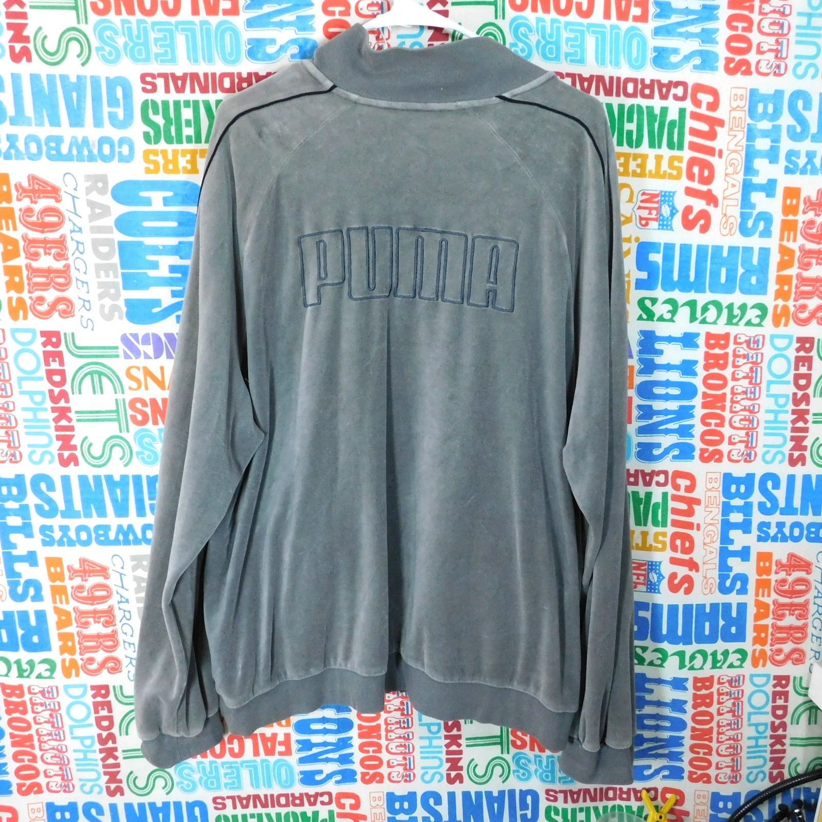 Puma Y2K Puma Velour Track Jacket Size XL Gray Black Full Zip Size US XL / EU 56 / 4 - 2 Thumbnail