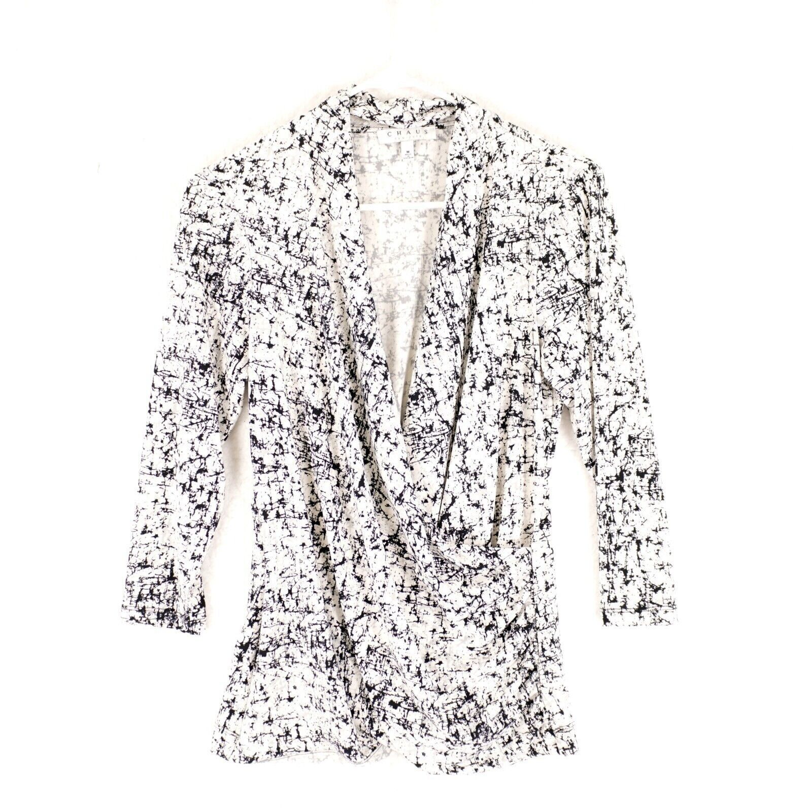 Other Chaus New York Medium Tunic White Black Top Deep V Neck Side Size M / US 6-8 / IT 42-44 - 1 Thumbnail