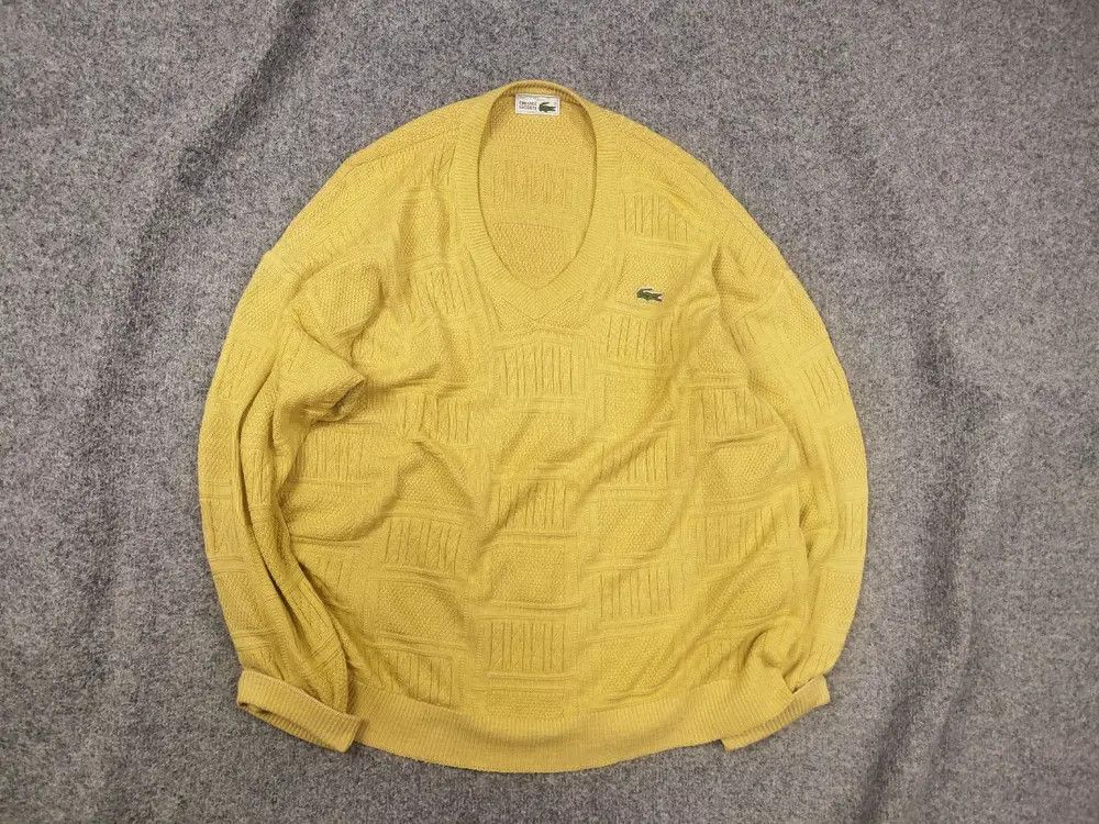 Lacoste Vintage 80's Lacoste France textured knit sweater V neck Size US XL / EU 56 / 4 - 1 Thumbnail