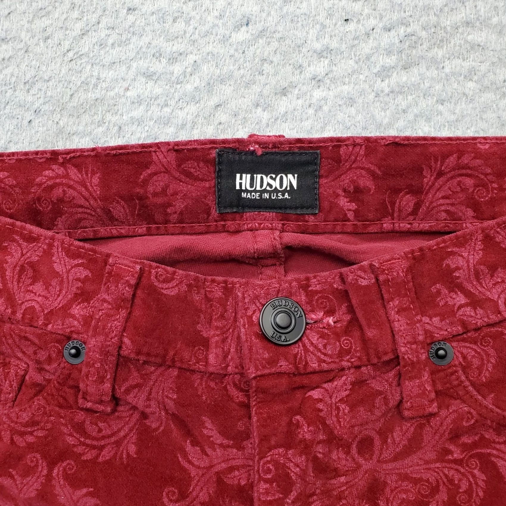 Hudson Hudson Jeans Womens 26 Multi Wine Paisley Cotton 5-Pockets Skinny Leg USA Made Shirt Size 26" / US 2 / IT 38 - 7 Thumbnail