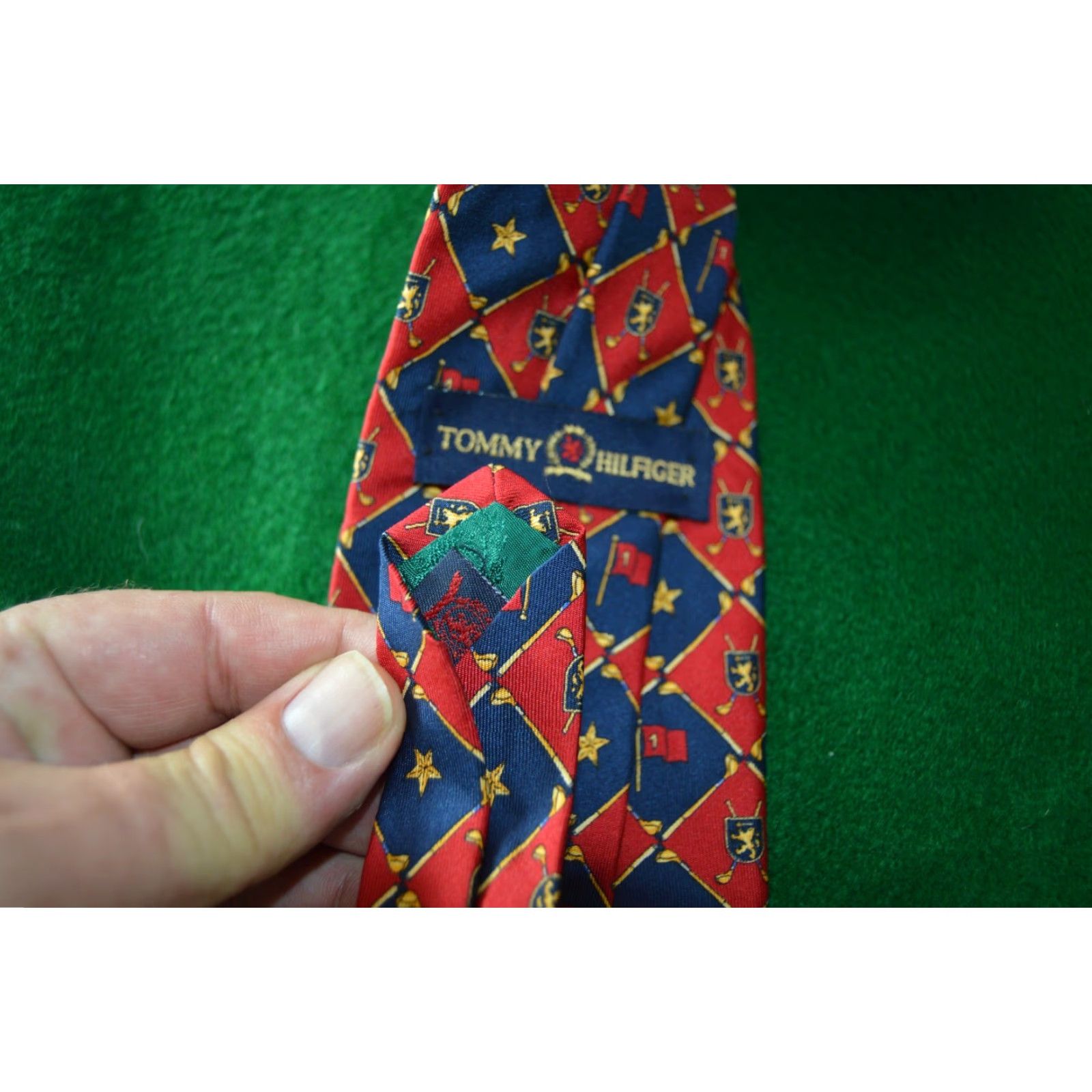 Tommy Hilfiger Tommy Hilfiger Men's Tie Red and Blue Silk Geometric Italy USA Silk Tie Red Blue Tommy Hilfiger Size ONE SIZE - 4 Thumbnail