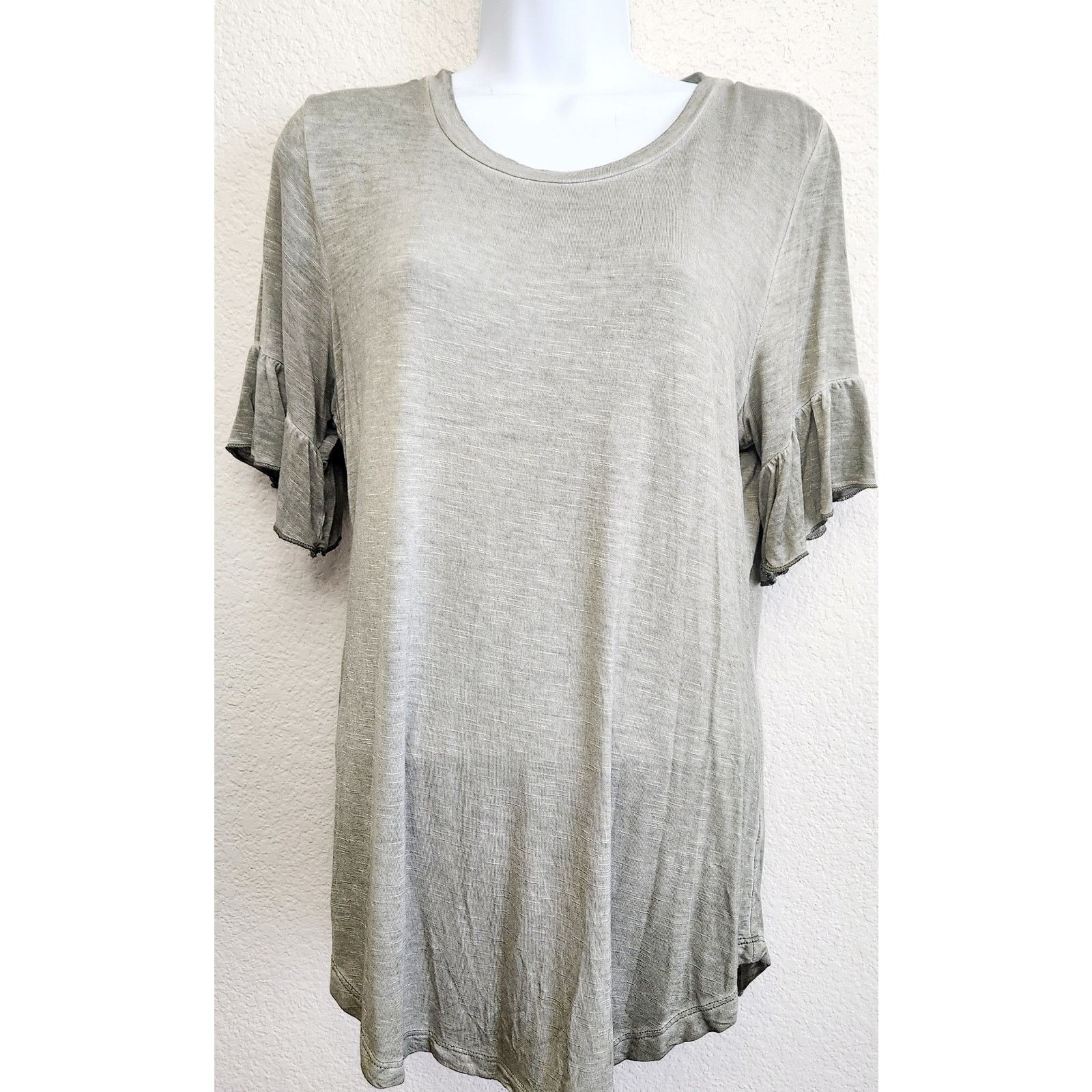 Other Knox Rose Green Heathered Ruffled Short Sleeves Top Medium Size M / US 6-8 / IT 42-44 - 1 Thumbnail