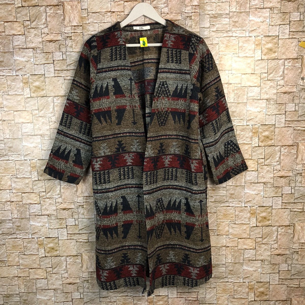 Homespun Knitwear GRL Brown Cardigan navajo art Knitwear #A264 Size US M / EU 48-50 / 2 - 1 Thumbnail