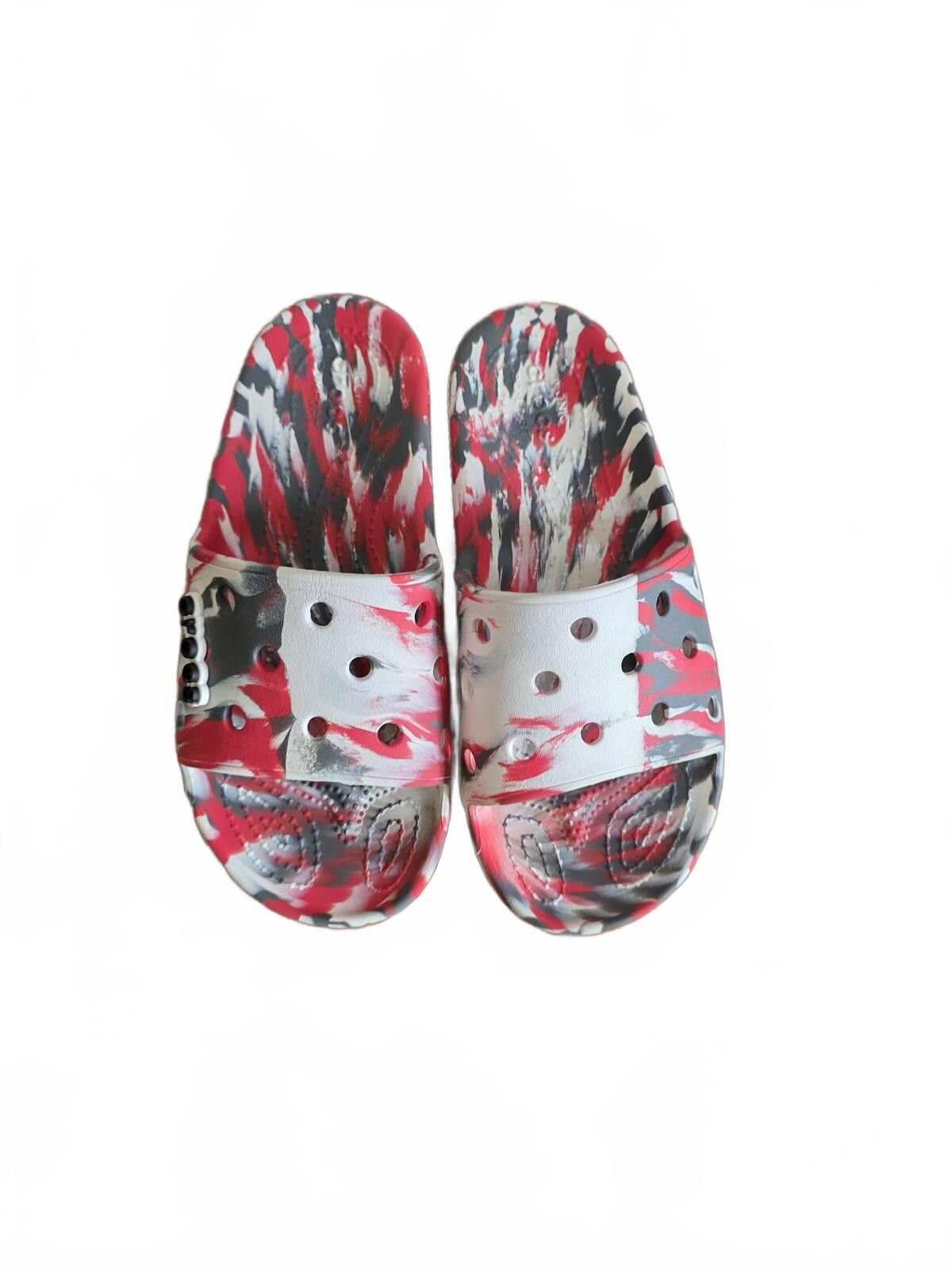 Crocs Crocs Red White Gray Tie-Dye Slide Sandals Comfortable M6 W8 Size US 6 / EU 39 - 4 Thumbnail