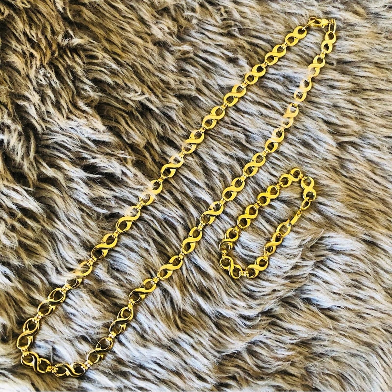 Vintage Vintage 80s shiny gold infinity link necklace set NIB Size ONE SIZE - 3 Thumbnail