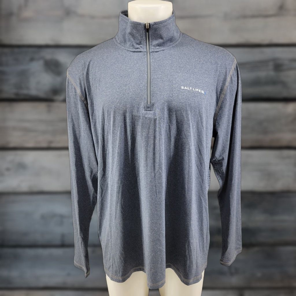 Vintage Salt Life Shirt Mens XL Blue Quarter Zip Long Sleeve UV Vapor Breathing Quick Dry Moisture Wicking UV Protection Activewear Regular Fit Casual Hoodie? Size US XL / EU 56 / 4 - 1 Thumbnail
