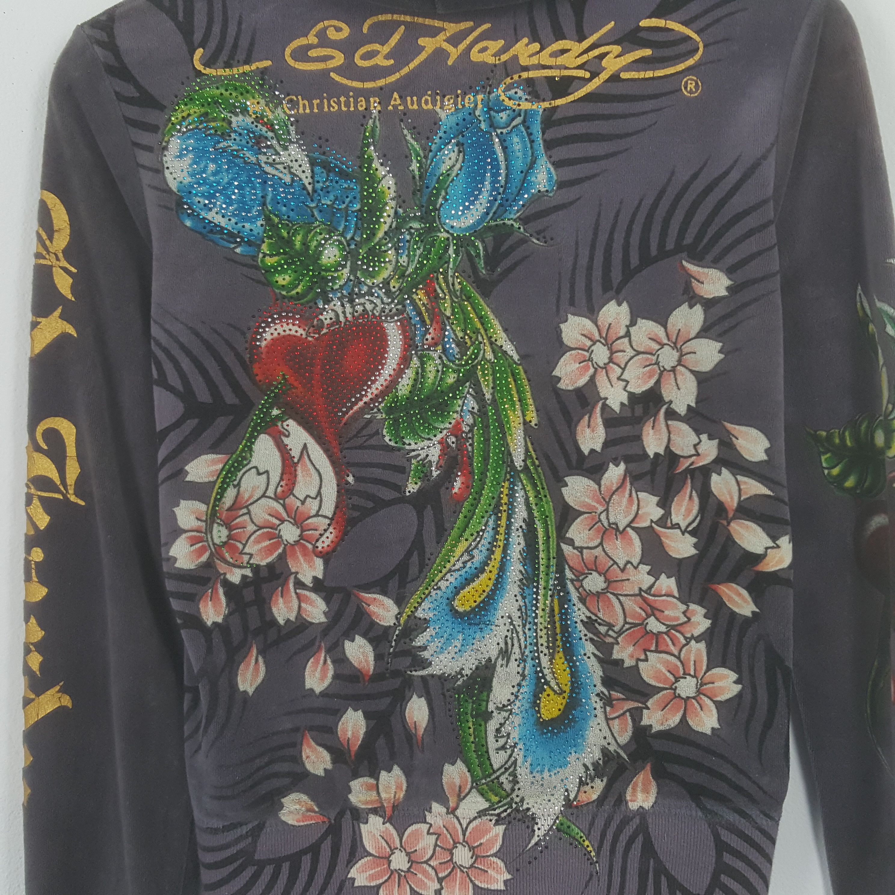 Christian Audigier × Ed Hardy × Vintage Vintage Ed Hardy Zipper Jacket Hoodies Size XS / US 0-2 / IT 36-38 - 4 Thumbnail