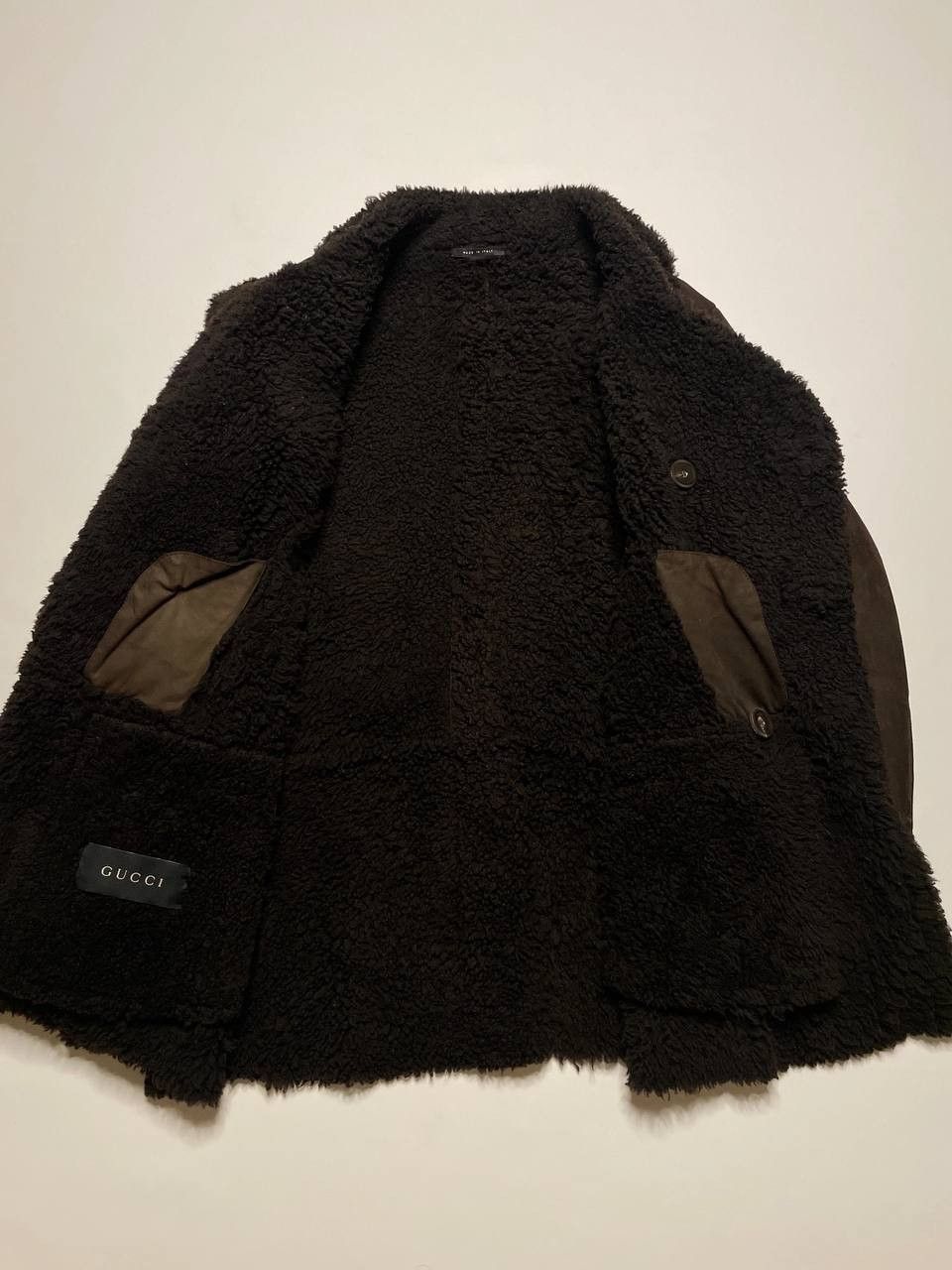 Gucci Vintage Gucci Shearling Jacket Sherpskin Leather Coat 52 Size US L / EU 52-54 / 3 - 3 Thumbnail