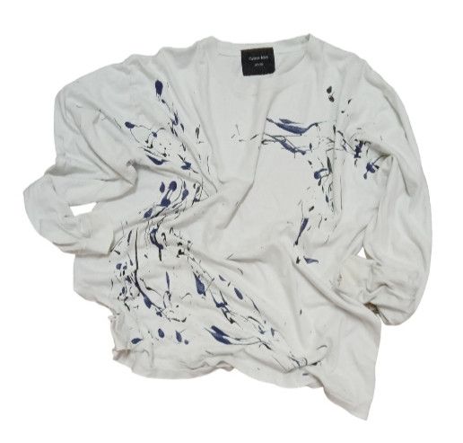 image of Art Casper John Aiver Paint Splatter Design L/s T Shirt in White, Men's (Size Large)