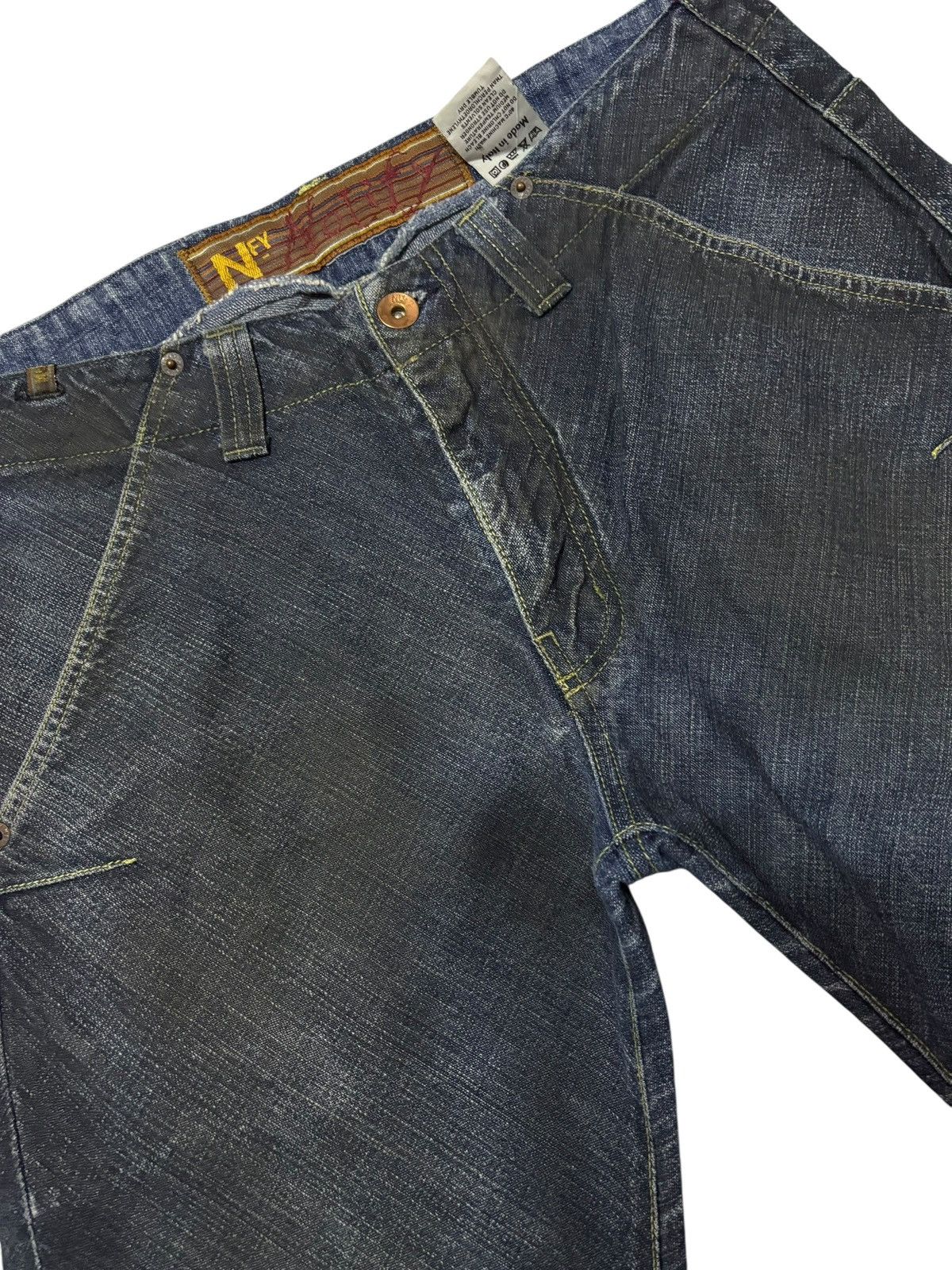 Japanese Brand Vtg NFY Notify Oil Washed Jeans Size 30" / US 8 / IT 44 - 4 Thumbnail